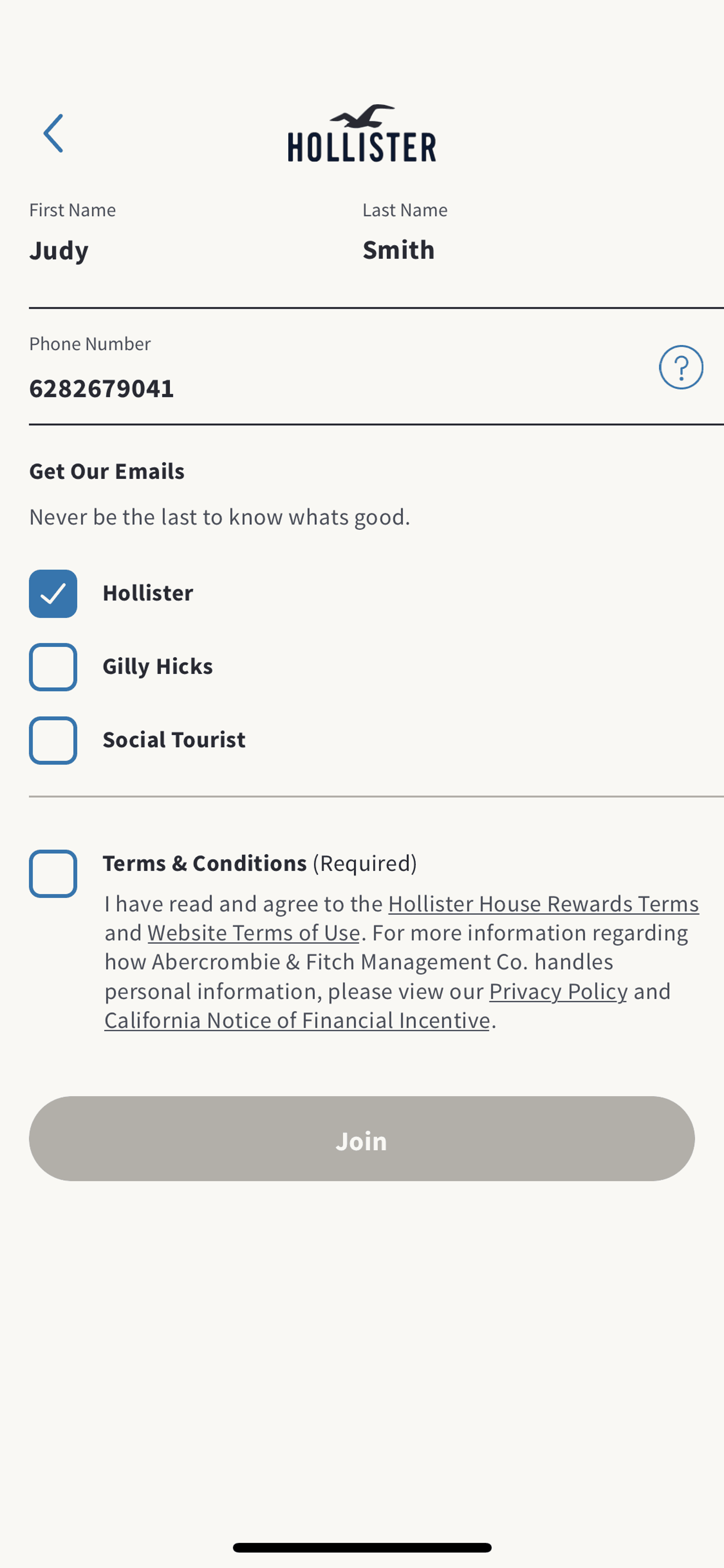 Hollister Co. iOS Shopping interface screenshot 11
