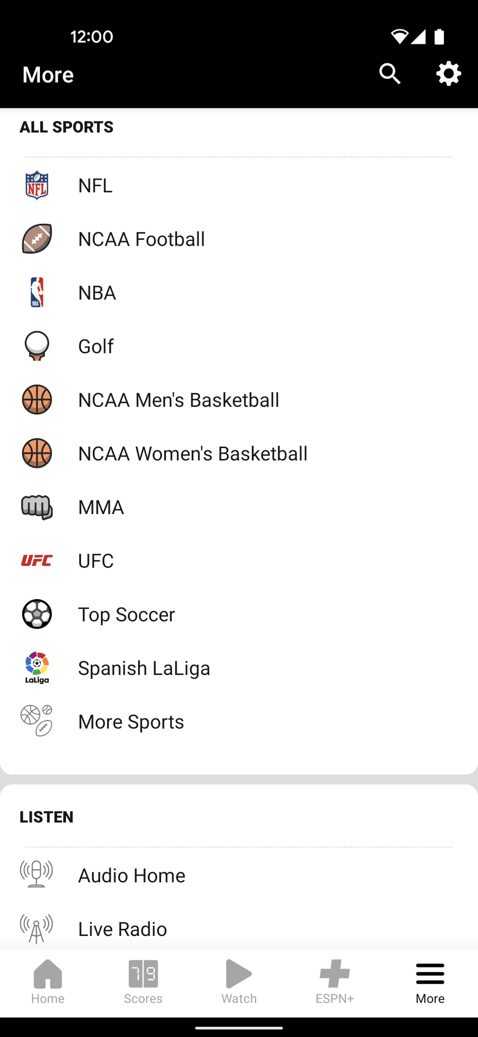 ESPN Android Sports interface screenshot 7