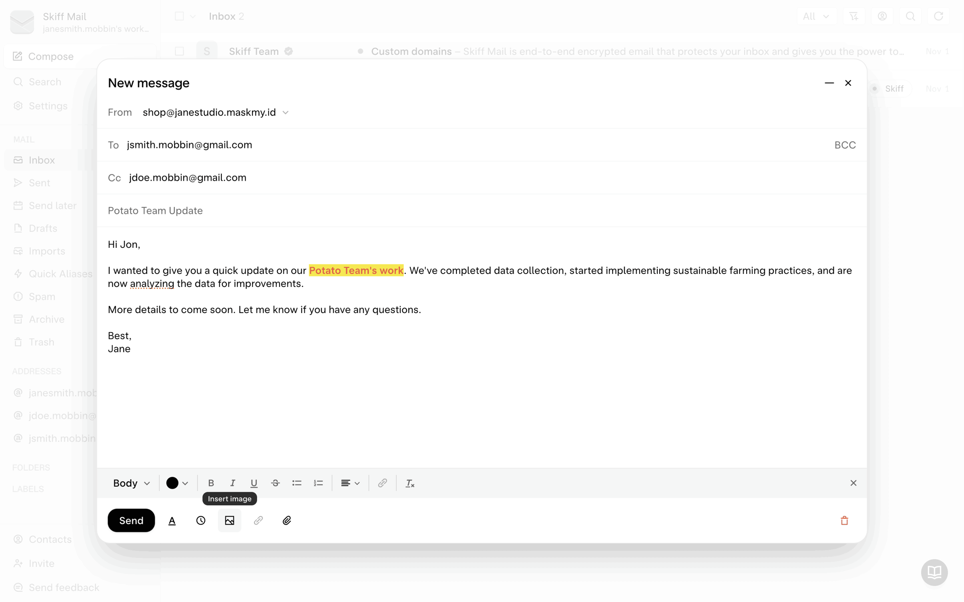 Skiff Web Business interface screenshot 17