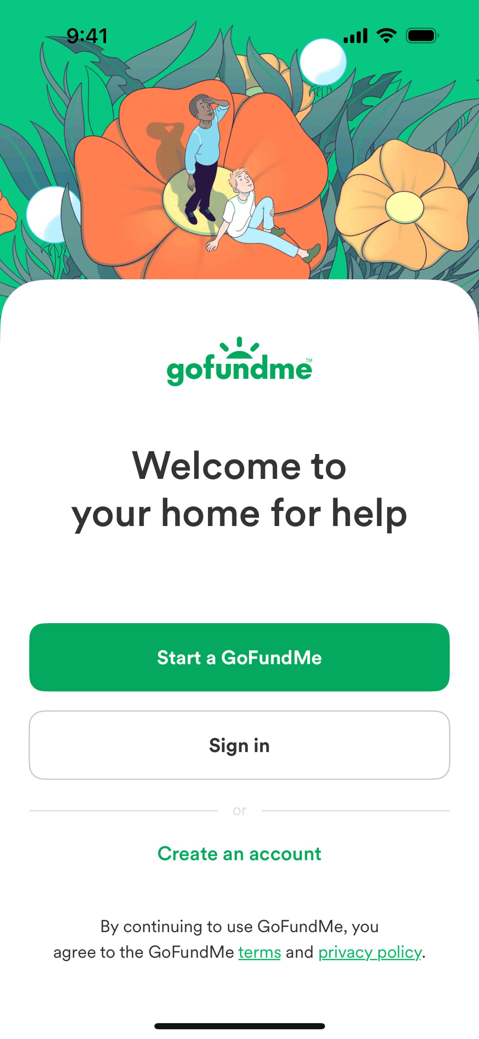 GoFundMe iOS Social Networking interface screenshot 2