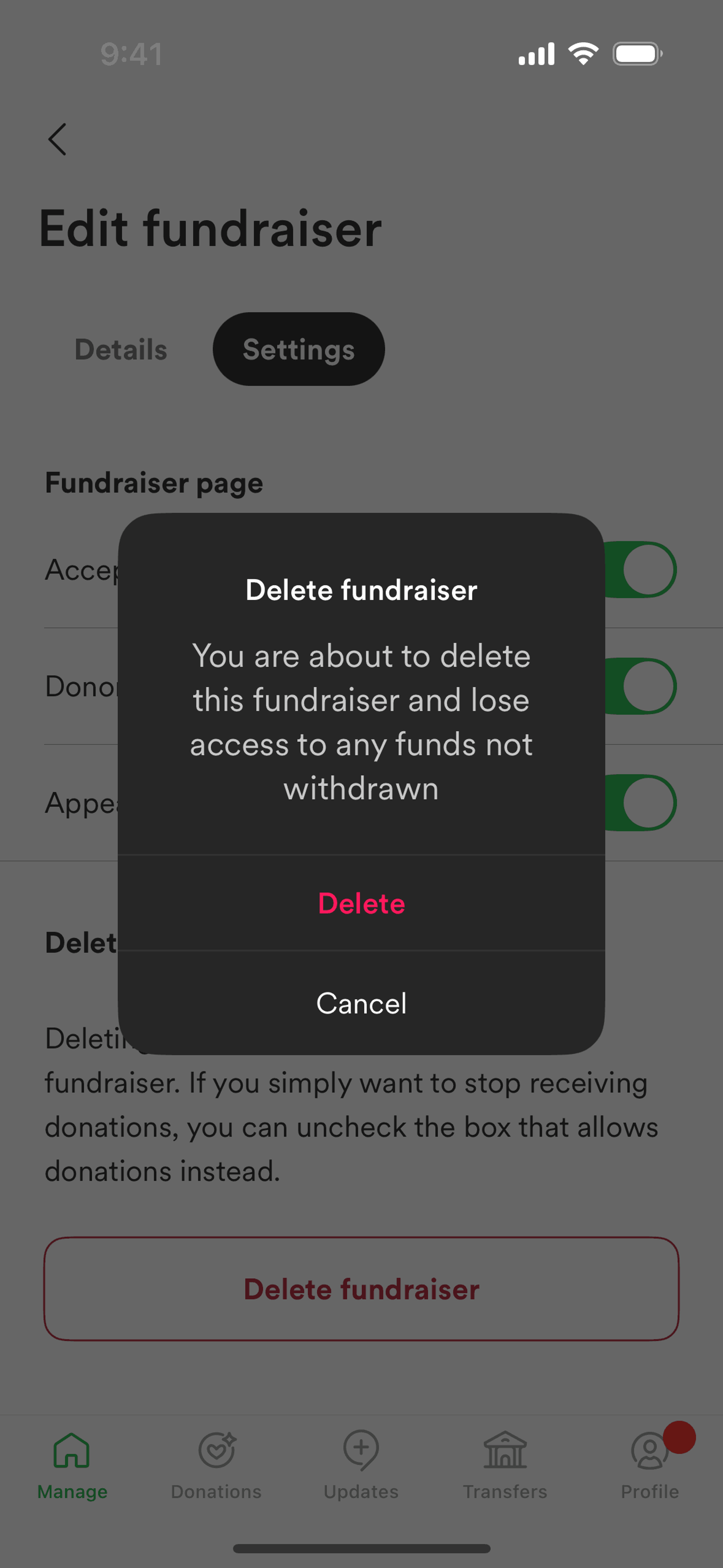 GoFundMe iOS Social Networking interface screenshot 17