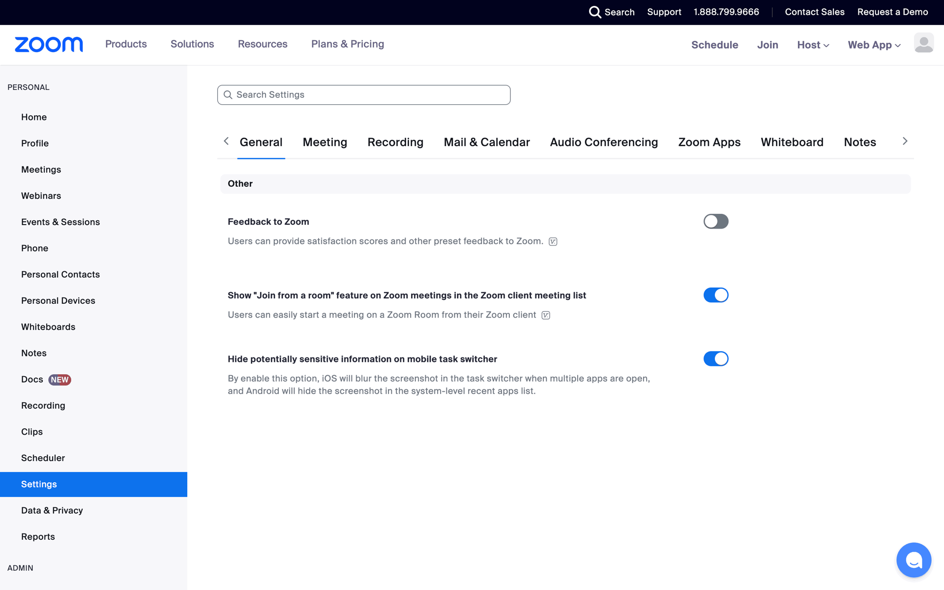 Zoom Web Business interface screenshot 13