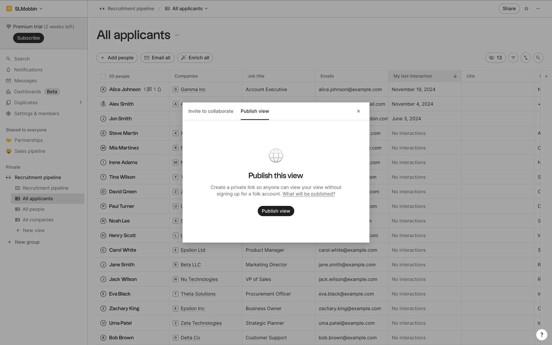 folk Web Business interface screenshot 20