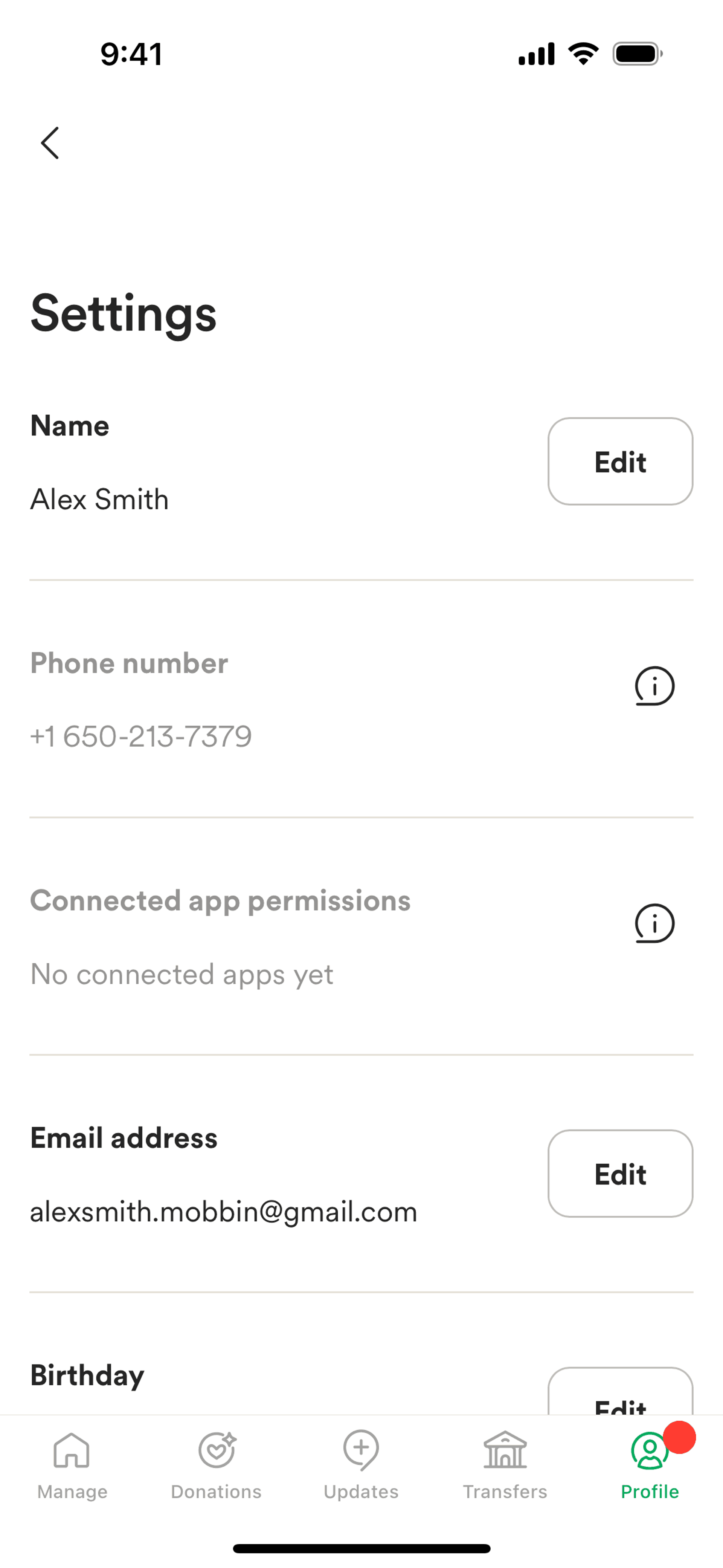GoFundMe iOS Social Networking interface screenshot 6