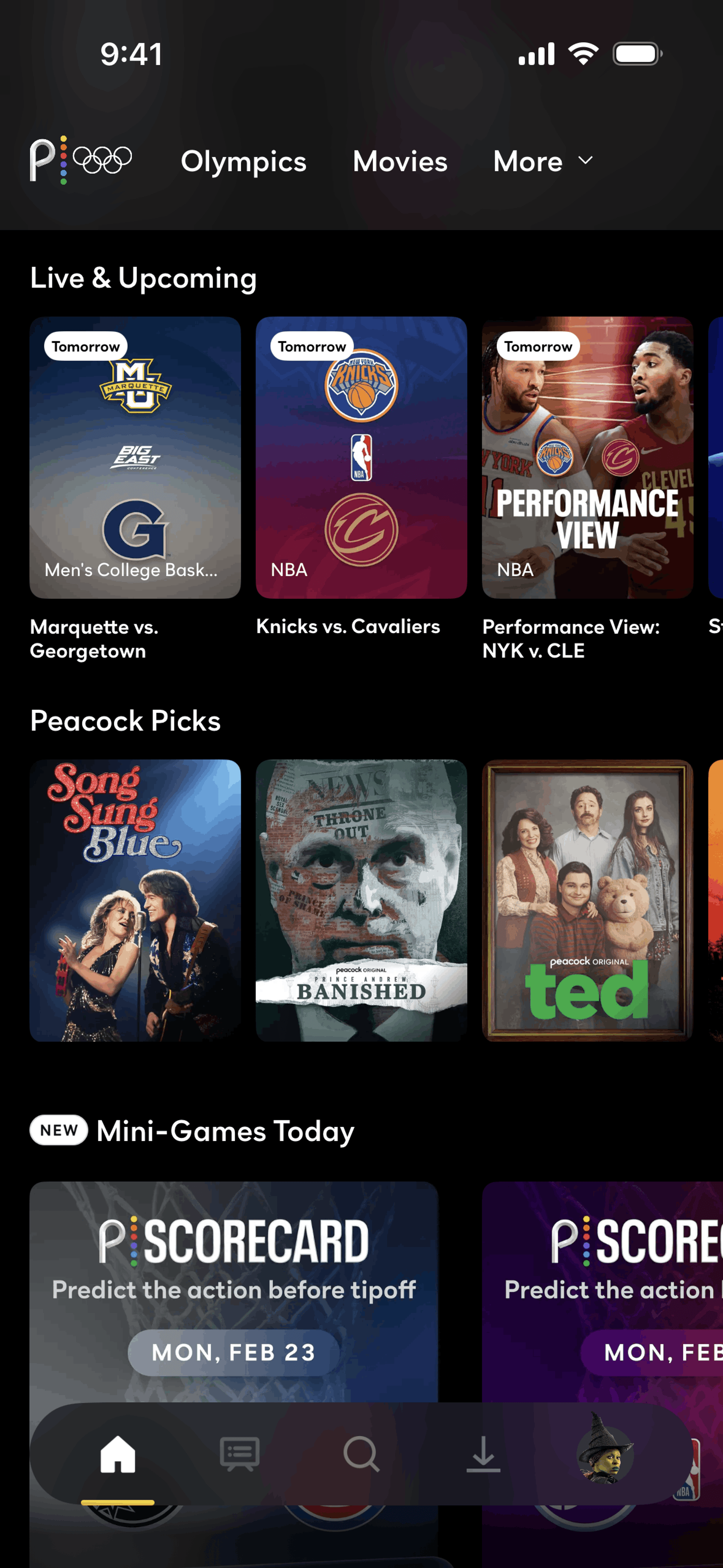 Peacock iOS Entertainment interface screenshot 2