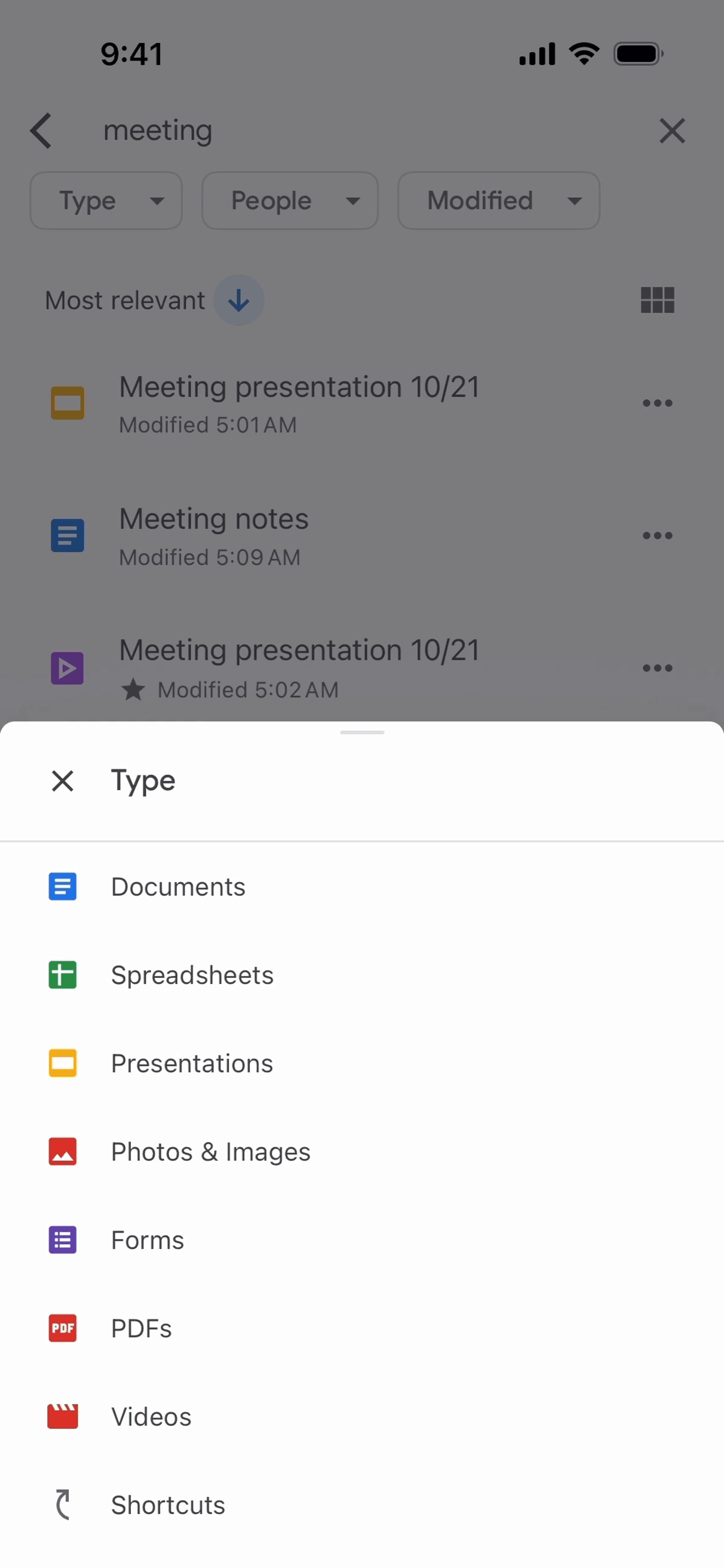 Google Drive iOS Productivity interface screenshot 2