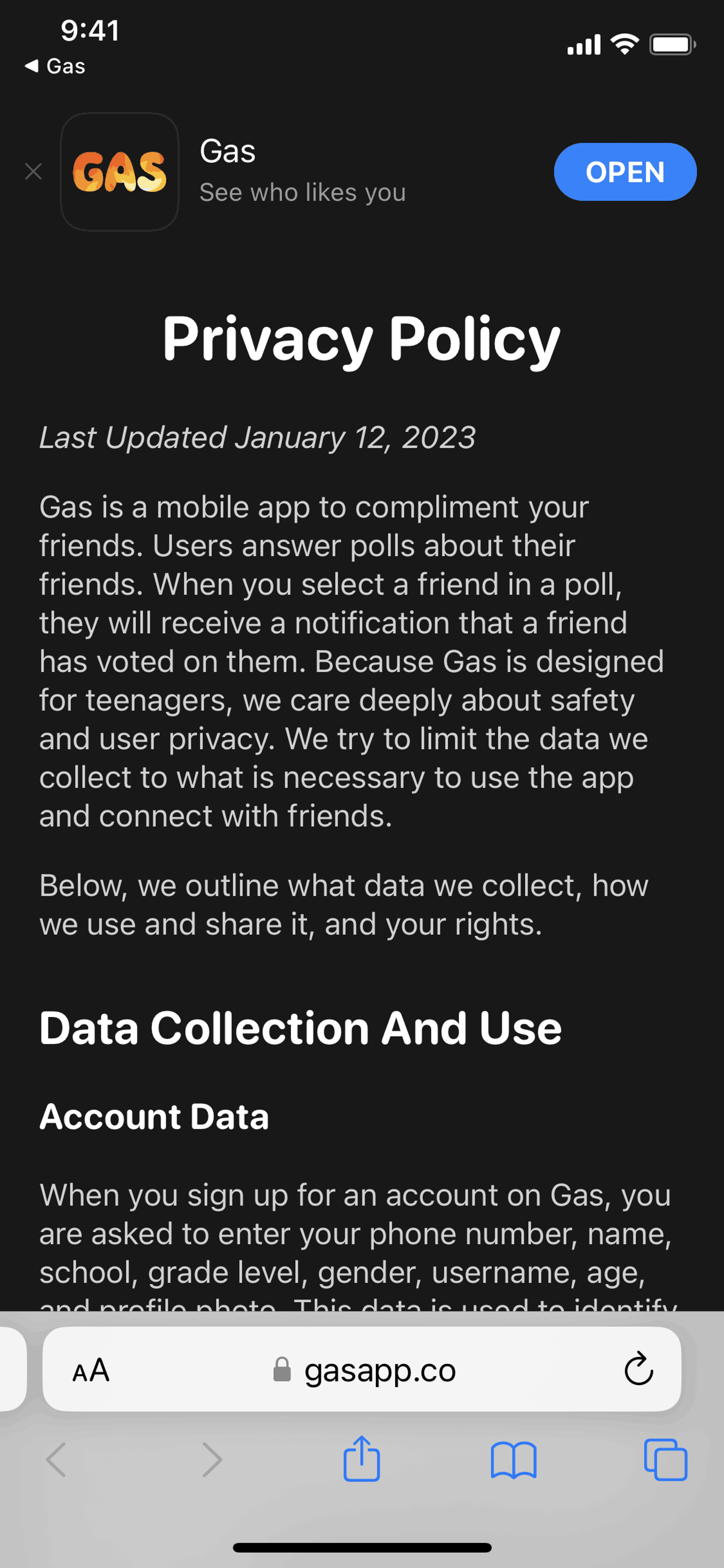 Gas iOS Social Networking interface screenshot 20