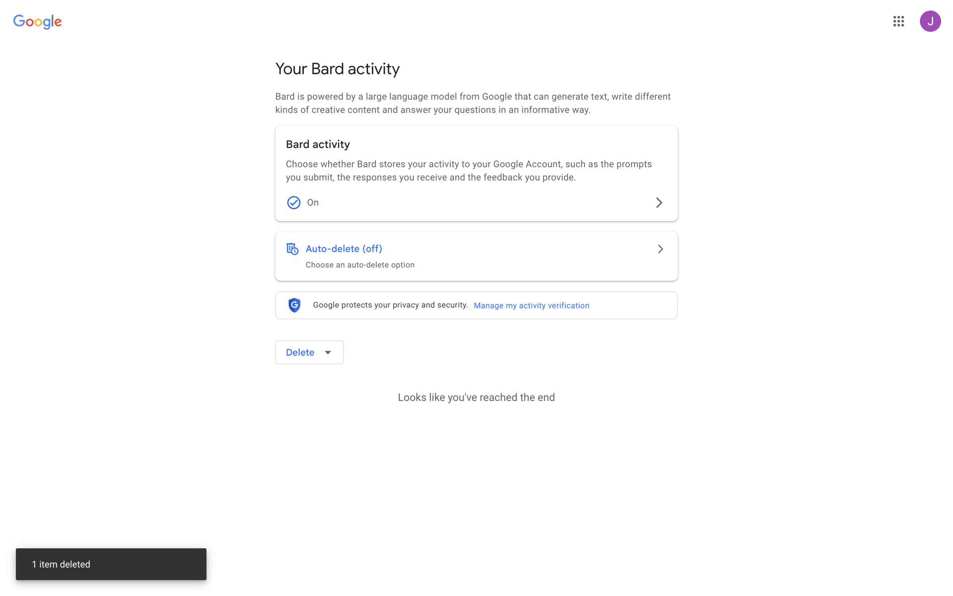 Bard Web AI interface screenshot 8