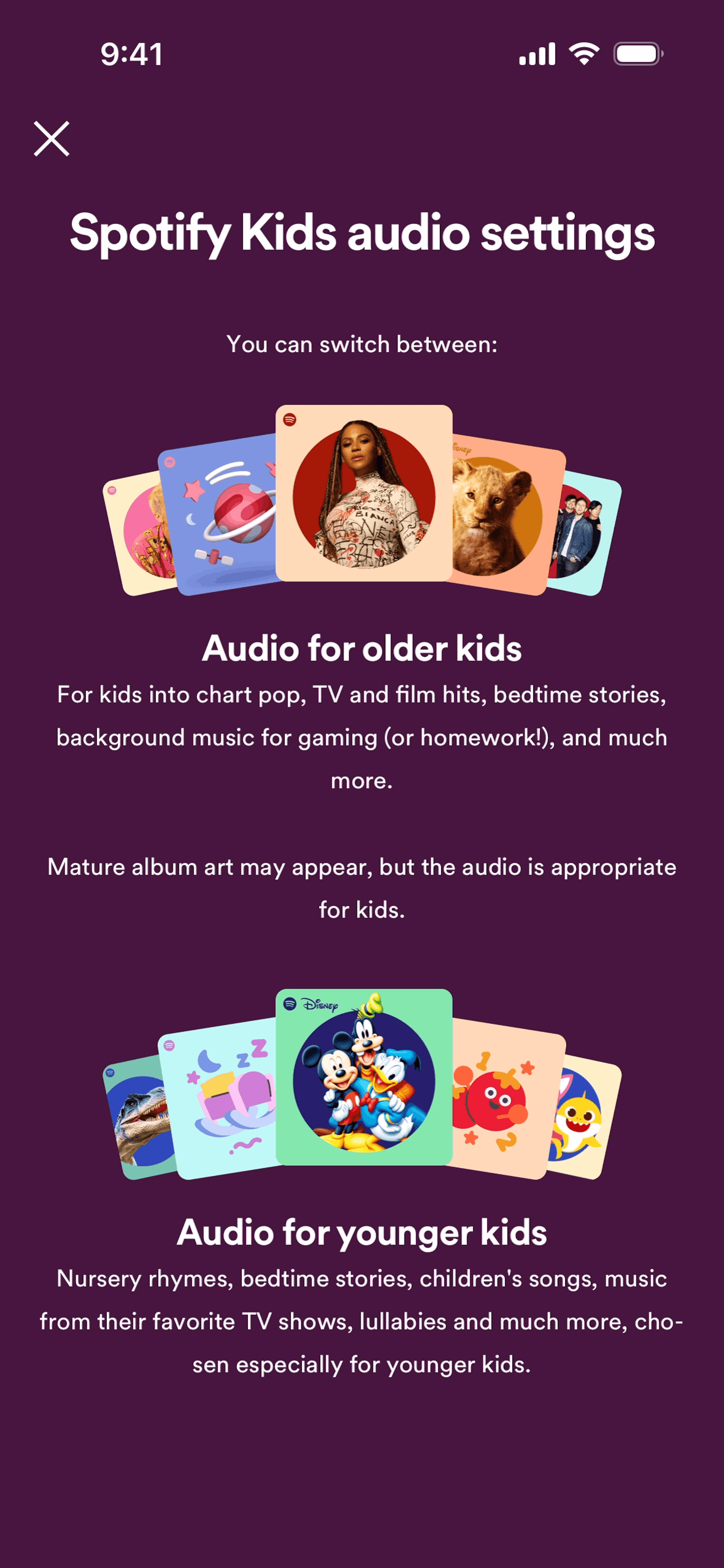Spotify Kids iOS Music & Audio interface screenshot 11