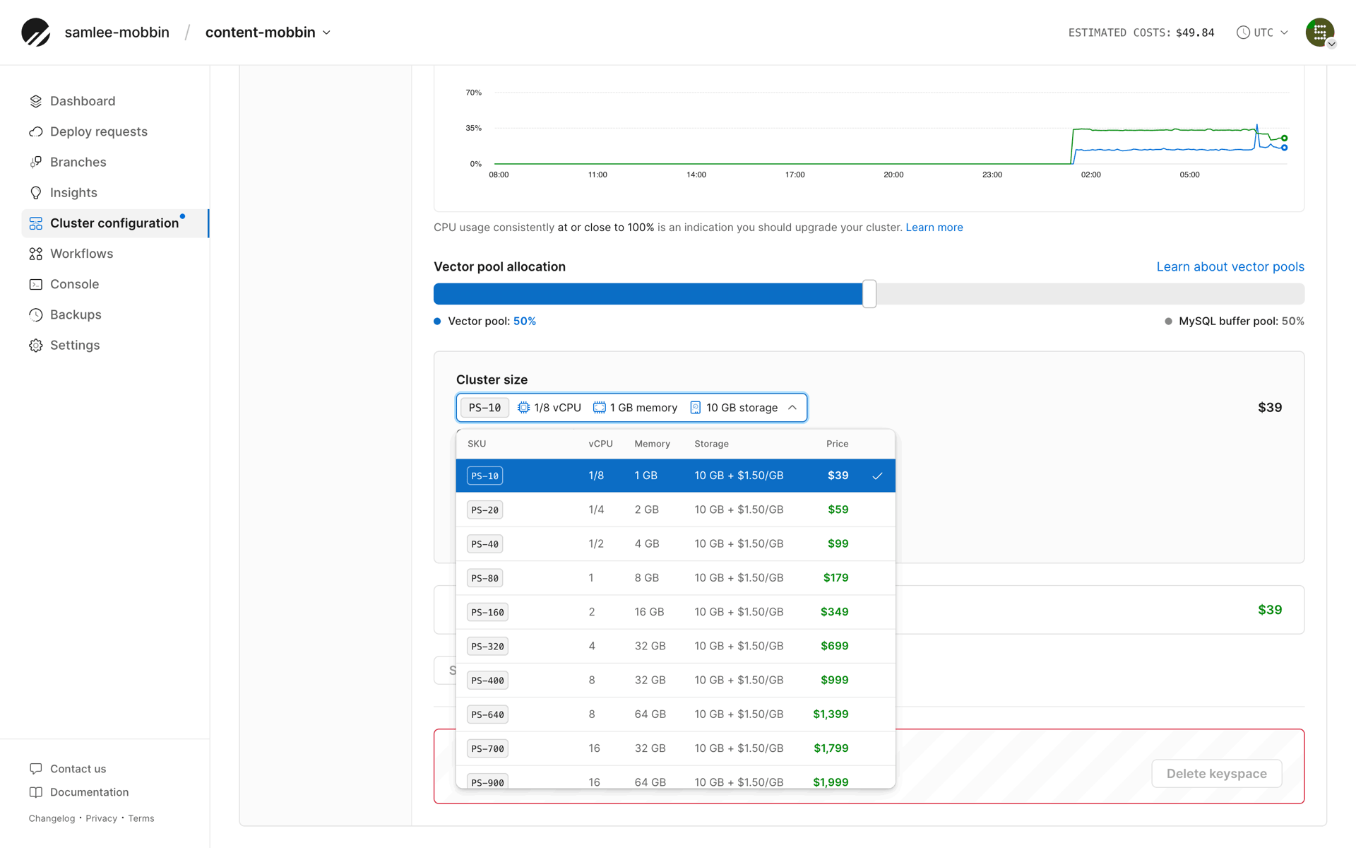 PlanetScale Web Developer Tools interface screenshot 15