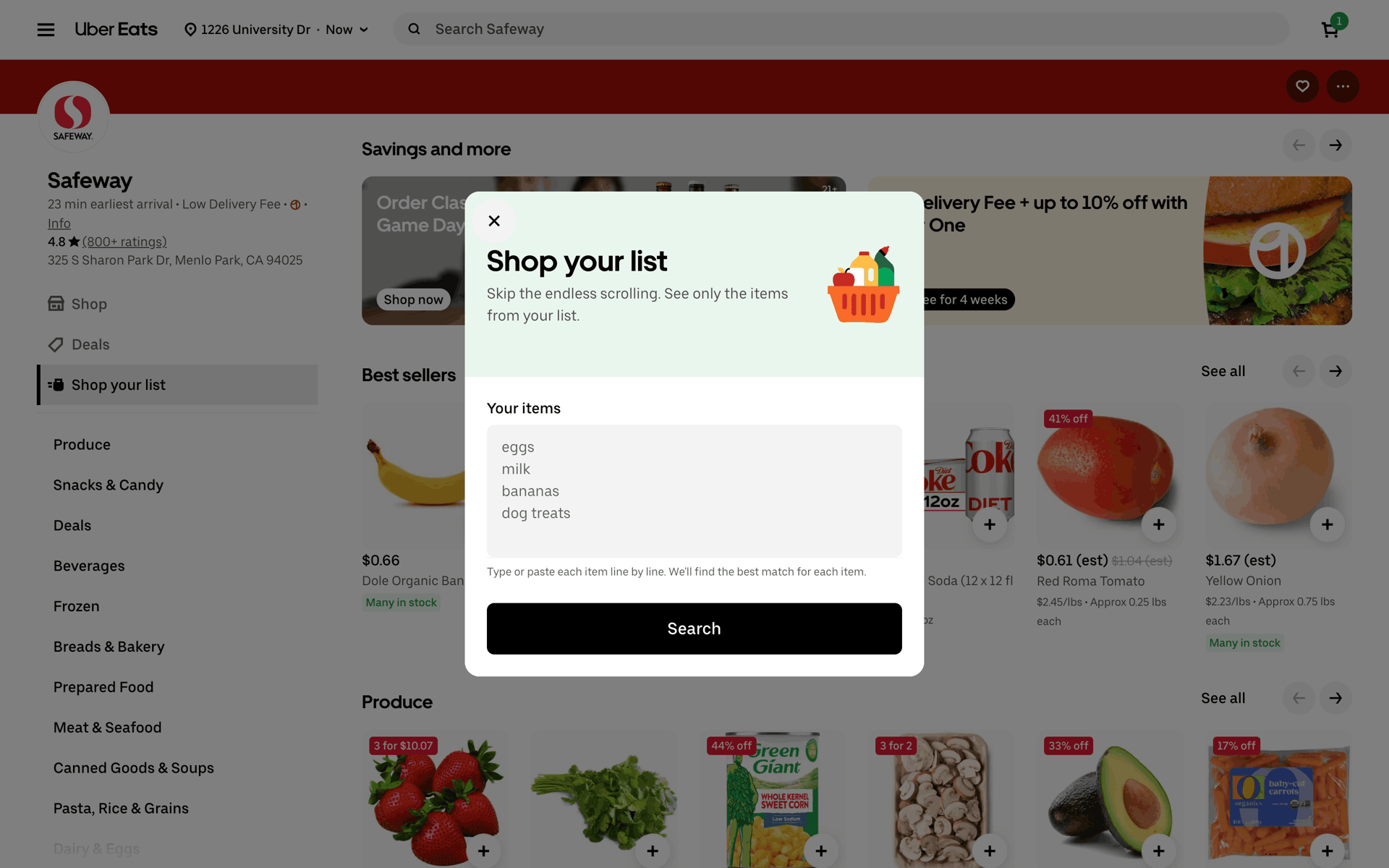 Uber Eats Web Food & Drink interface screenshot 12