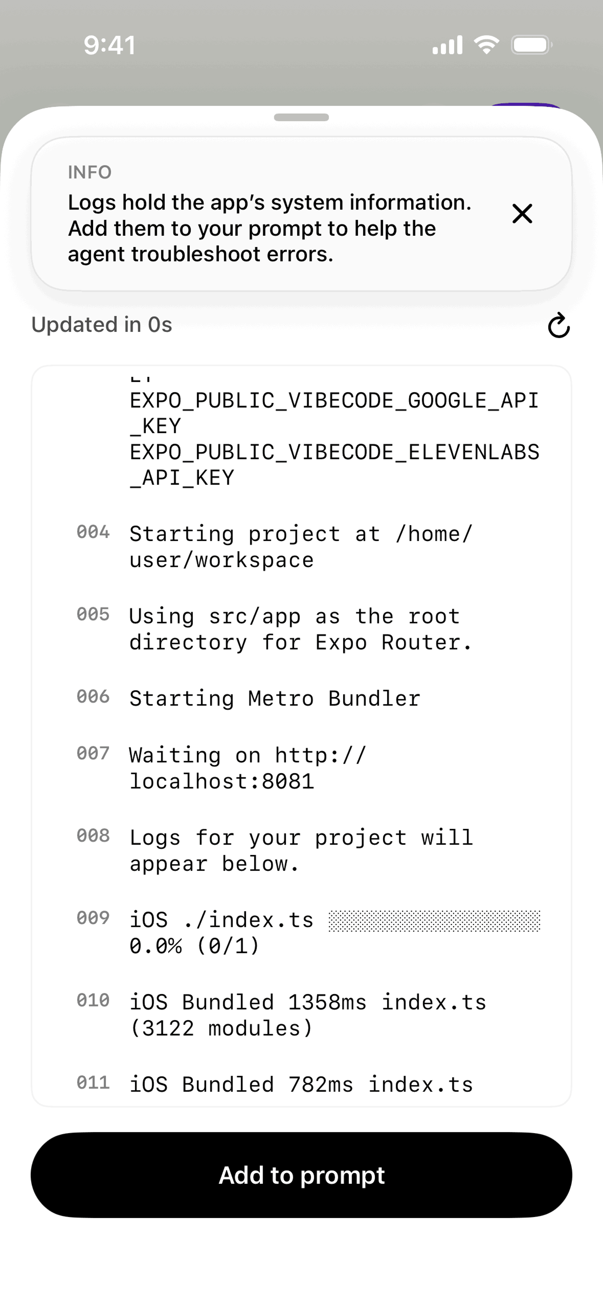 Vibecode iOS Developer Tools interface screenshot 21