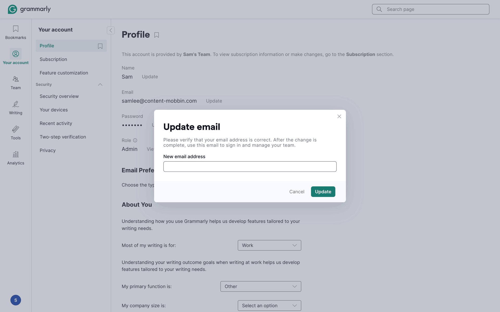Grammarly Web AI interface screenshot 4