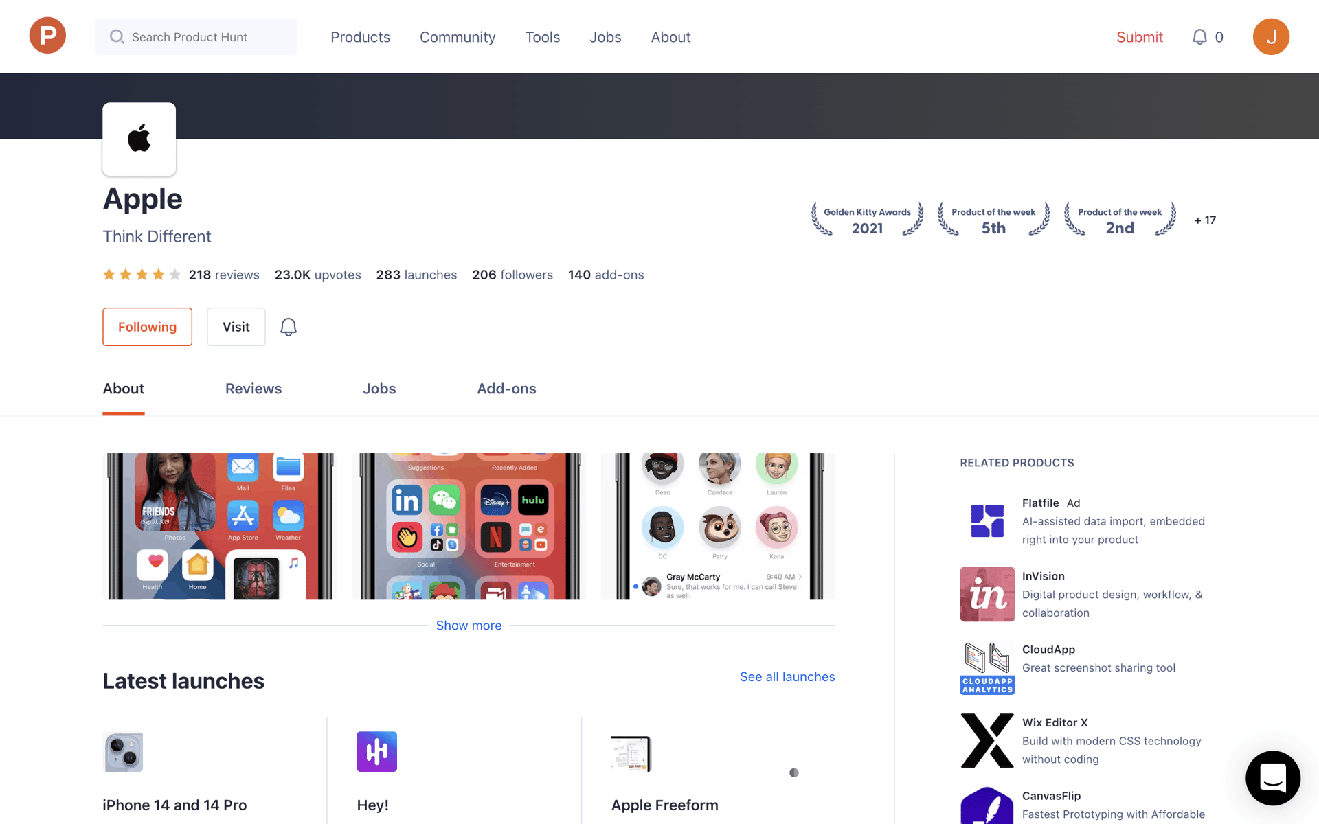 Product Hunt Web Business interface screenshot 9