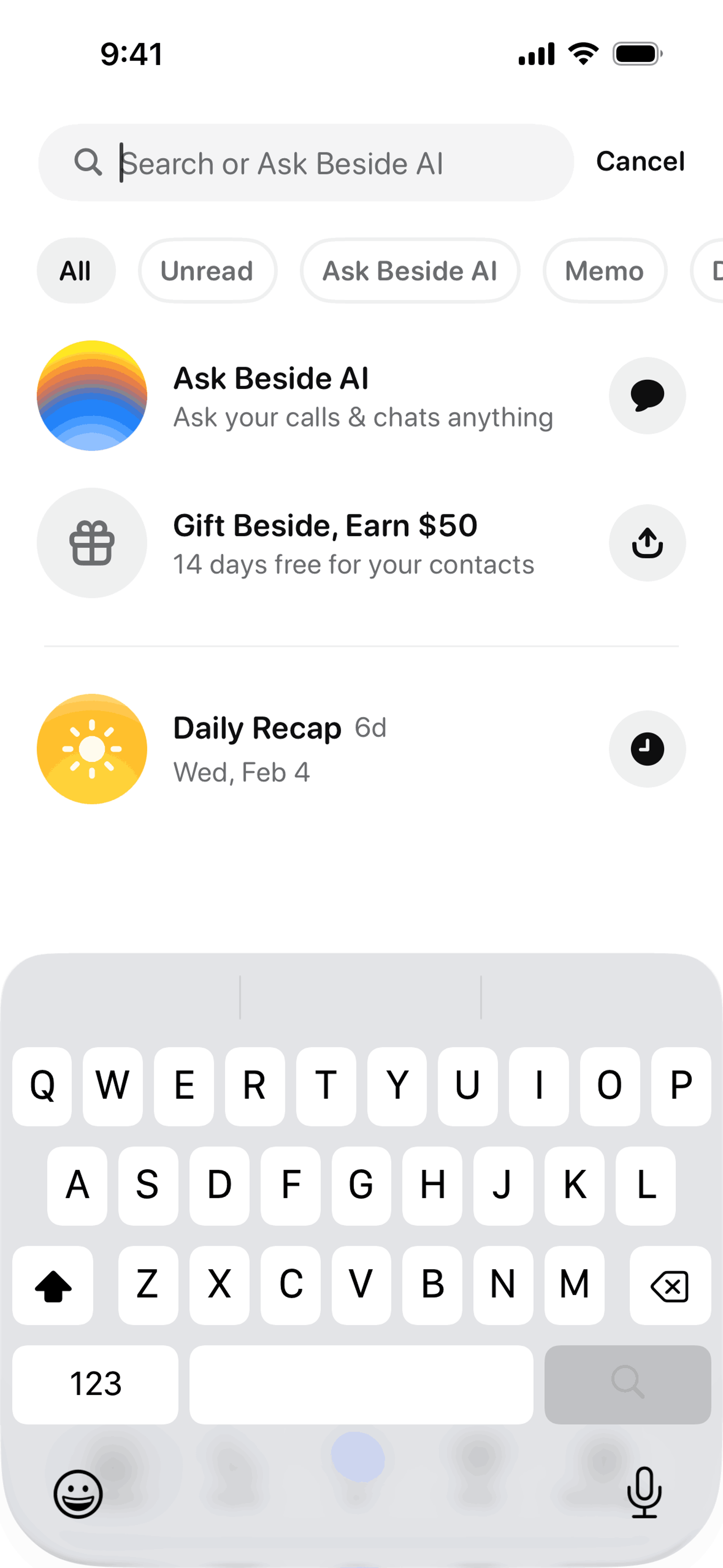 Beside iOS AI interface screenshot 7