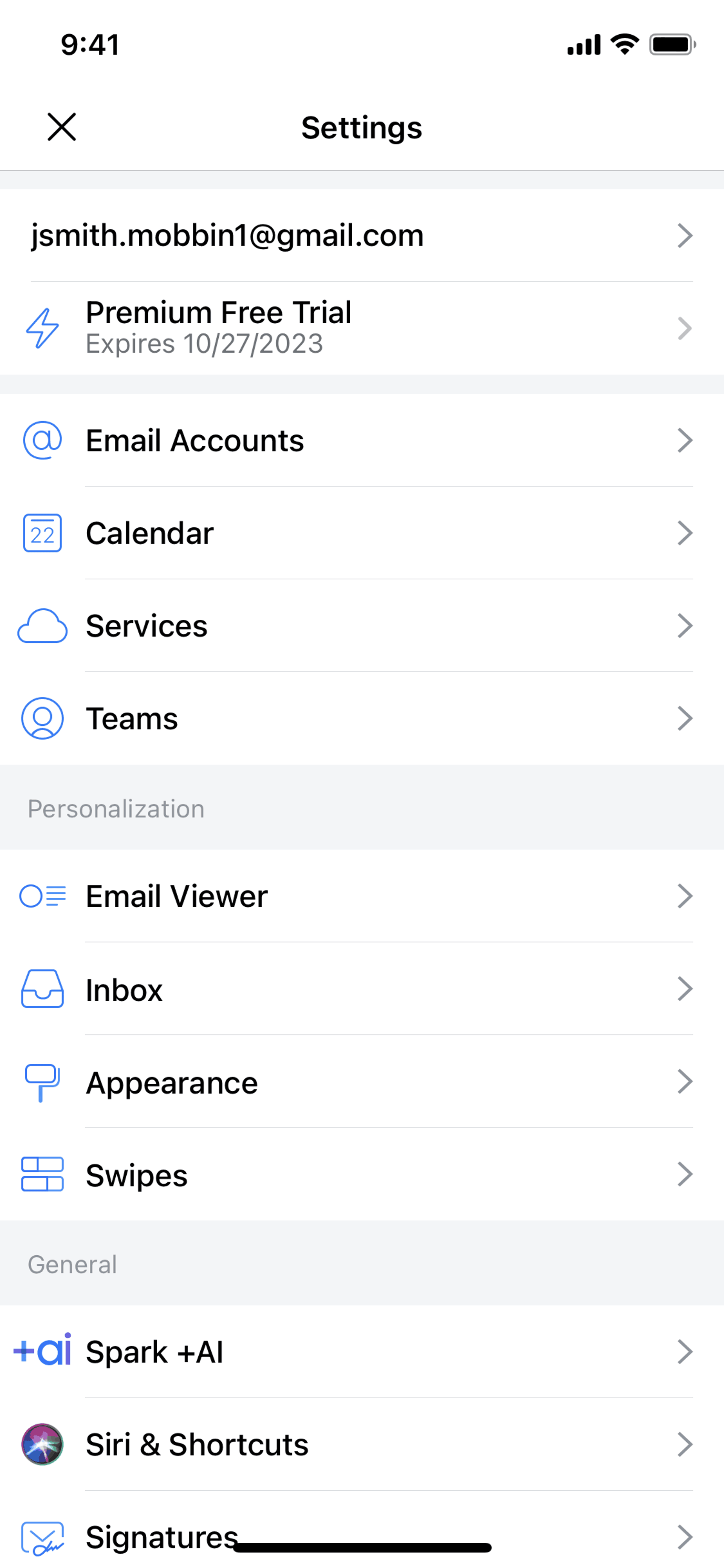 Spark Mail iOS AI interface screenshot 2