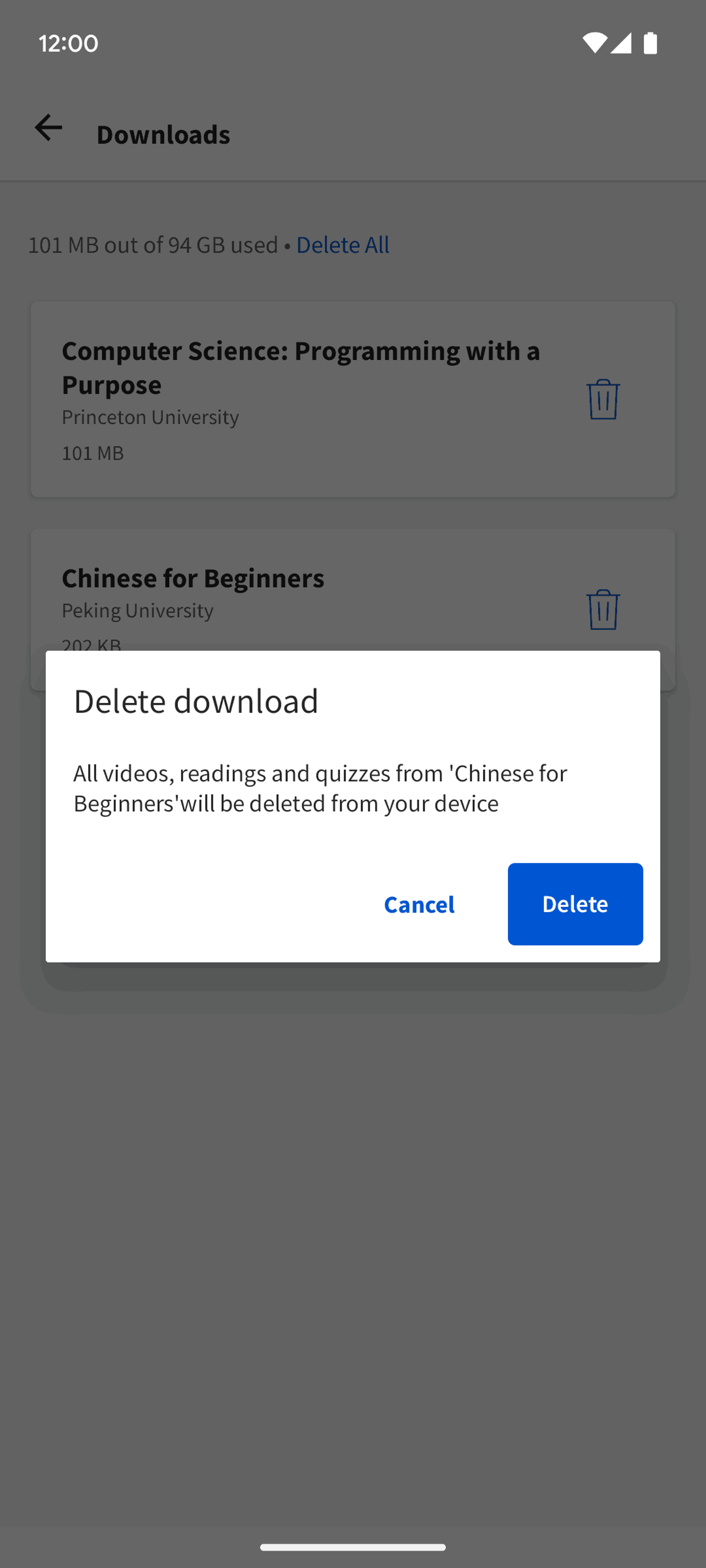 Coursera Android Education interface screenshot 6