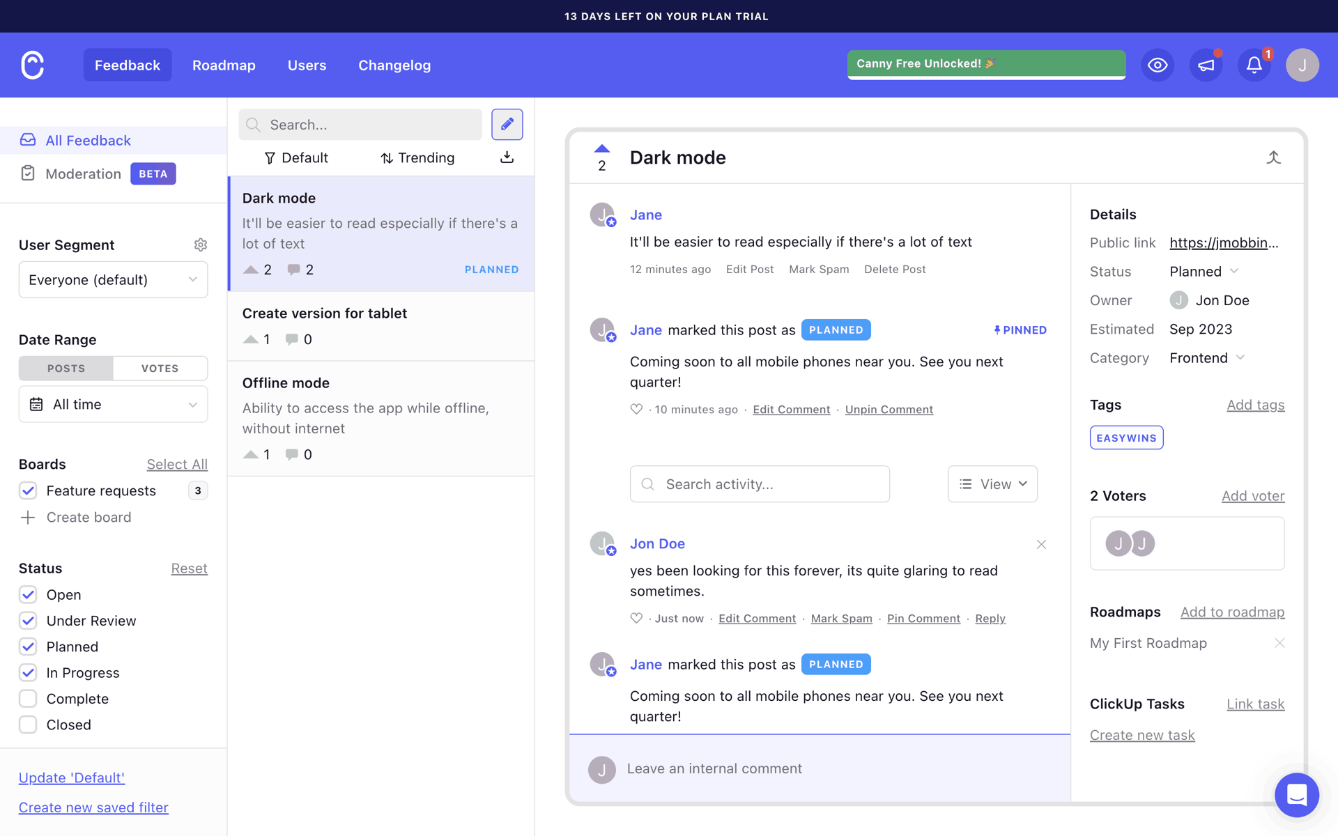 Canny Web Business interface screenshot 11
