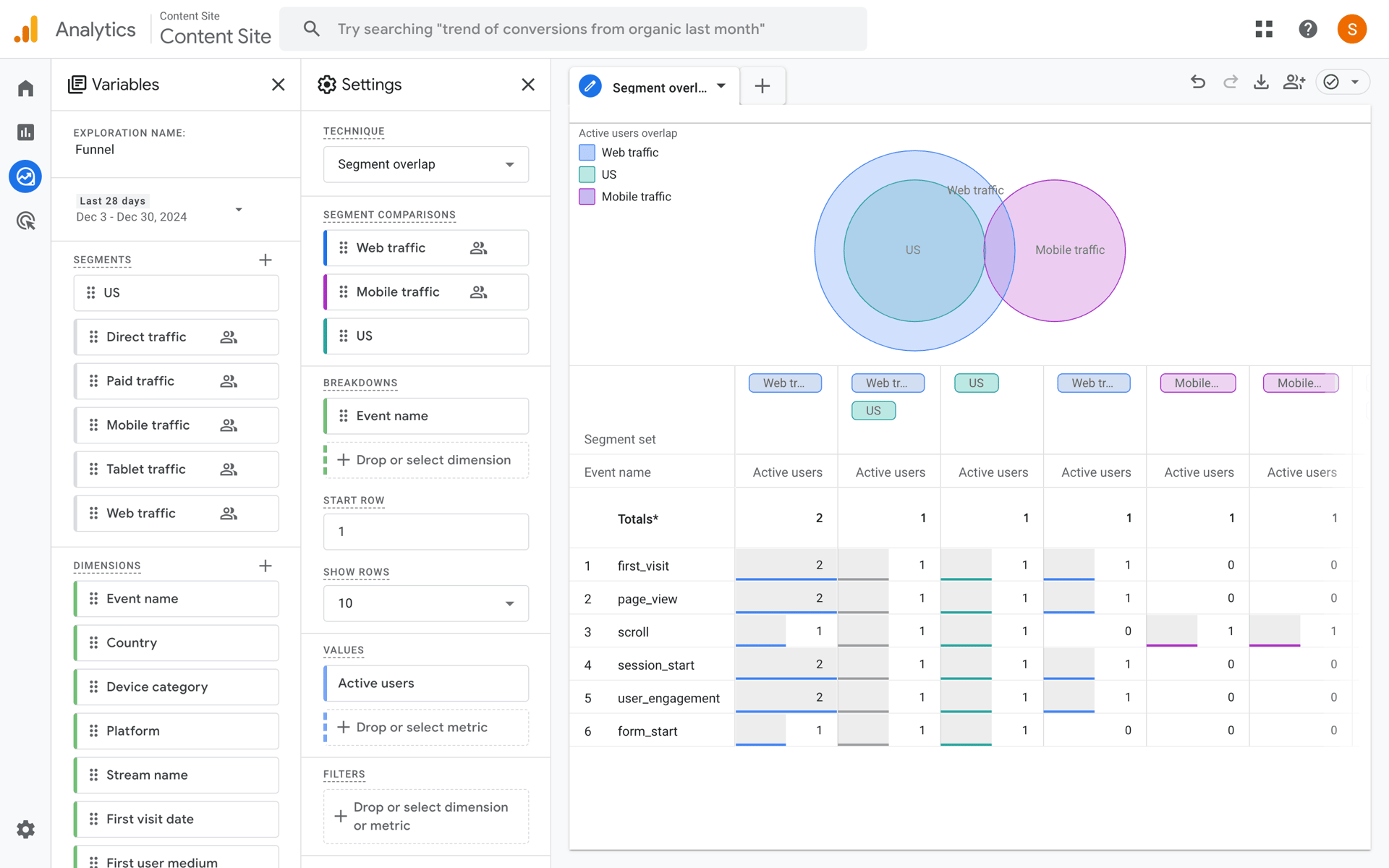 Google Analytics Web Business interface screenshot 15