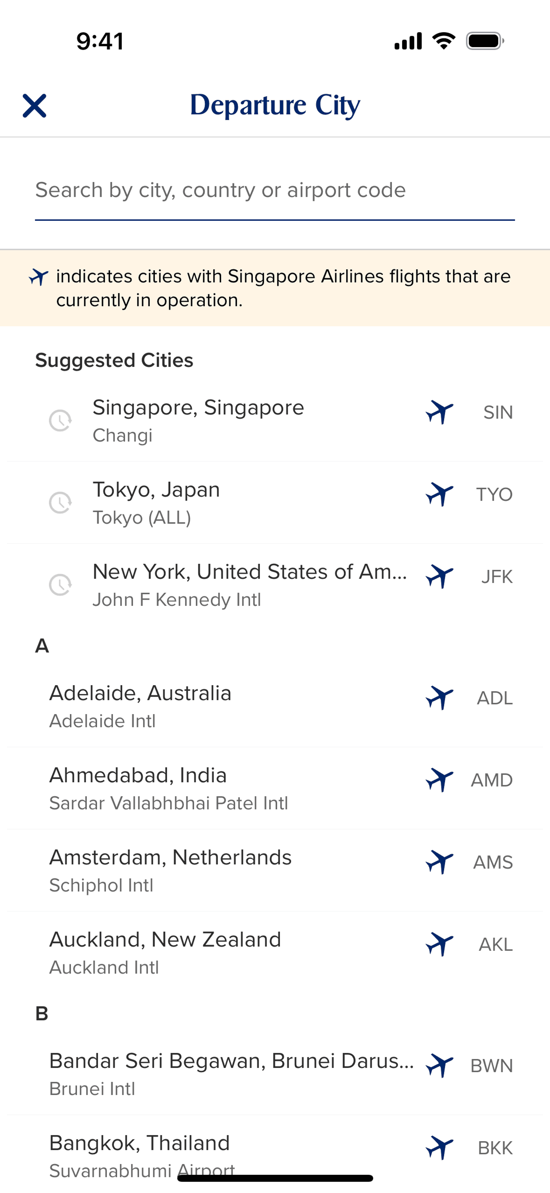 Singapore Airlines iOS Travel & Transportation interface screenshot 8