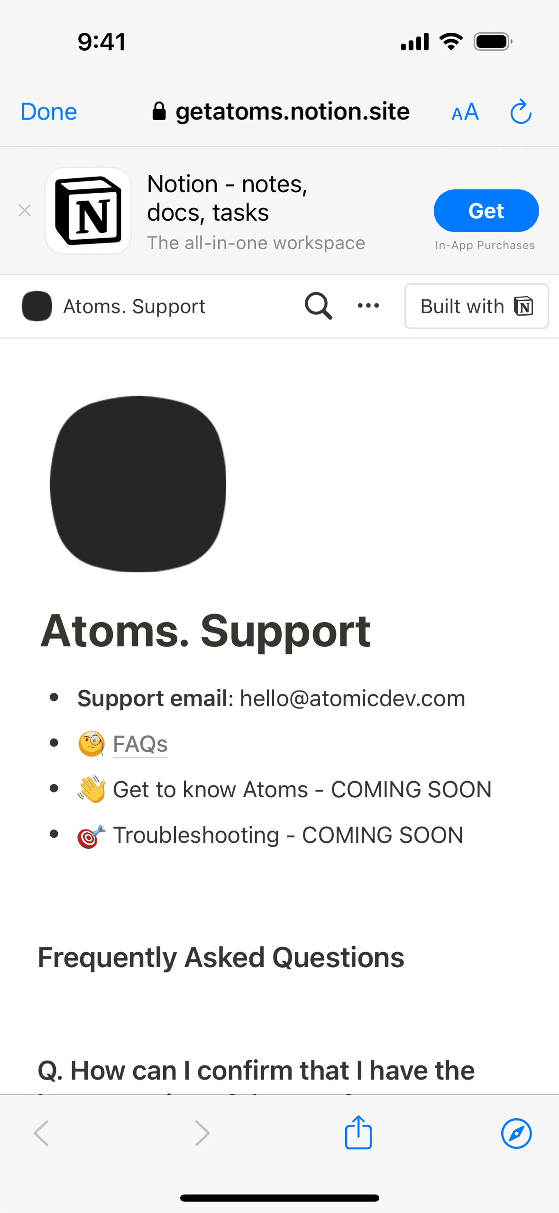 Atoms iOS Productivity interface screenshot 18