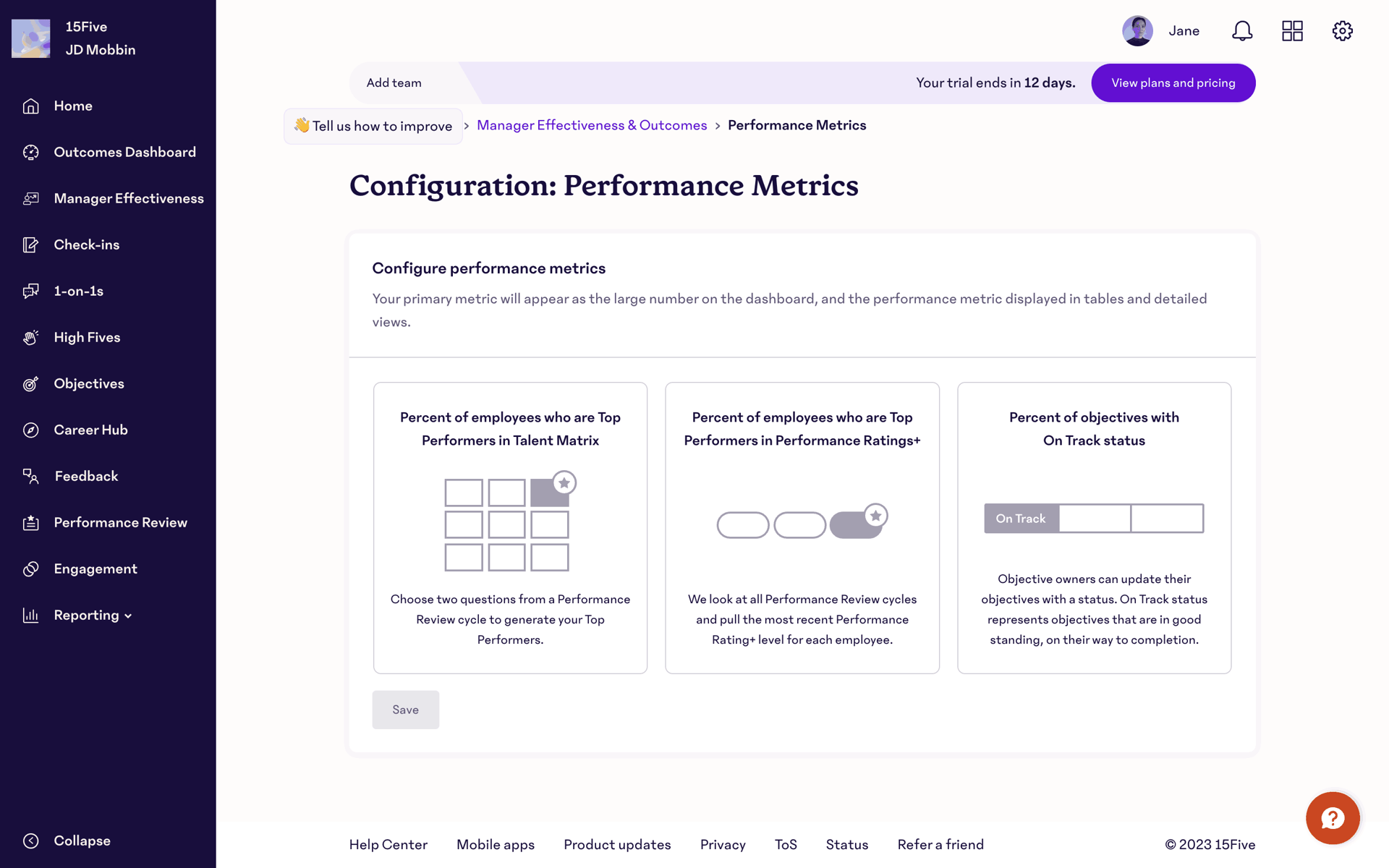 15Five Web Business interface screenshot 9