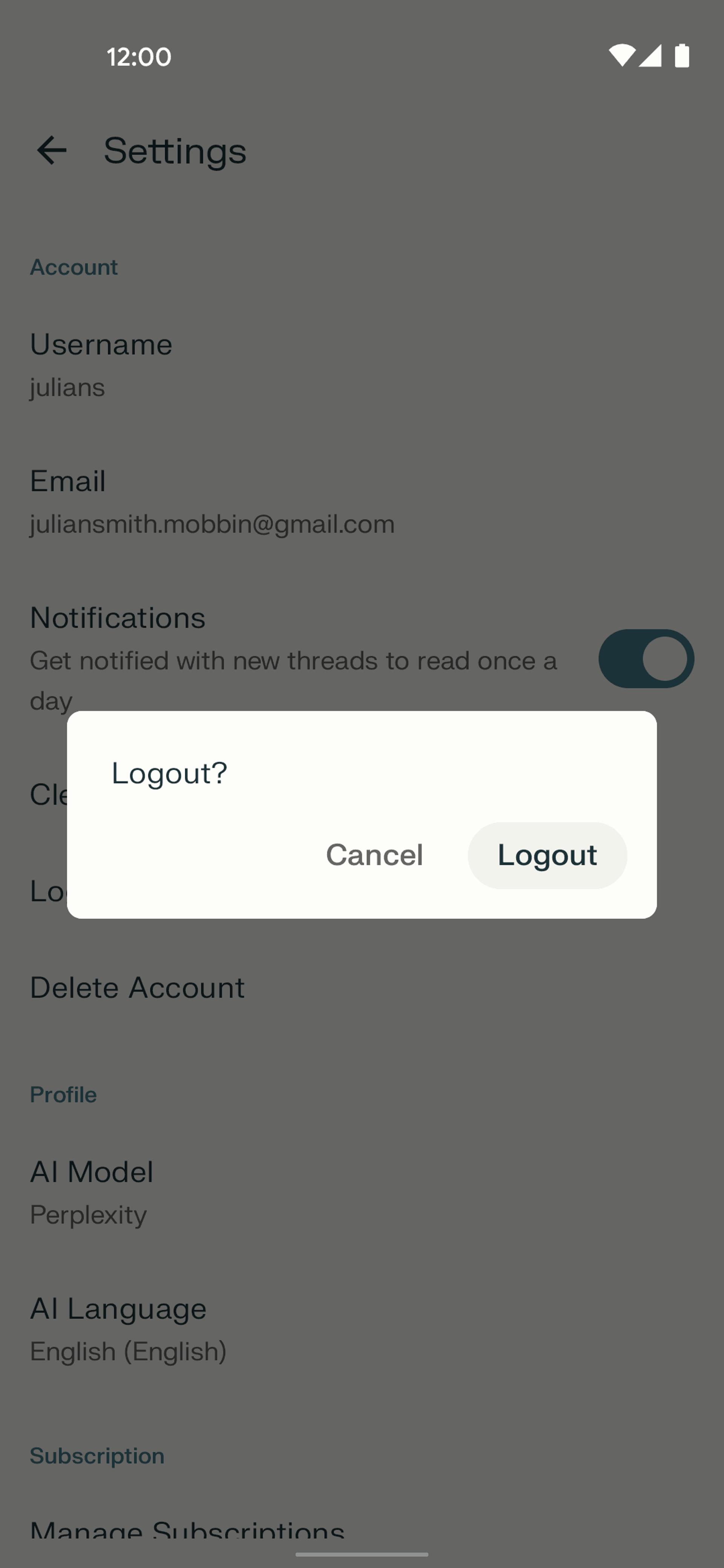 Perplexity Android AI interface screenshot 24