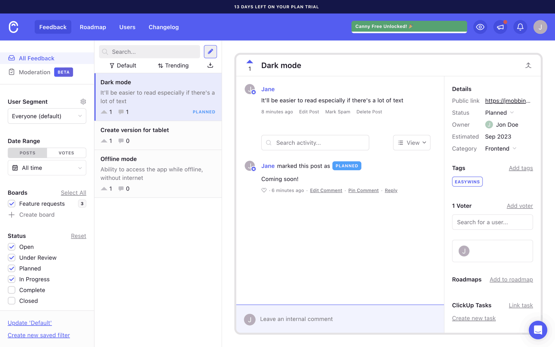 Canny Web Business interface screenshot 7