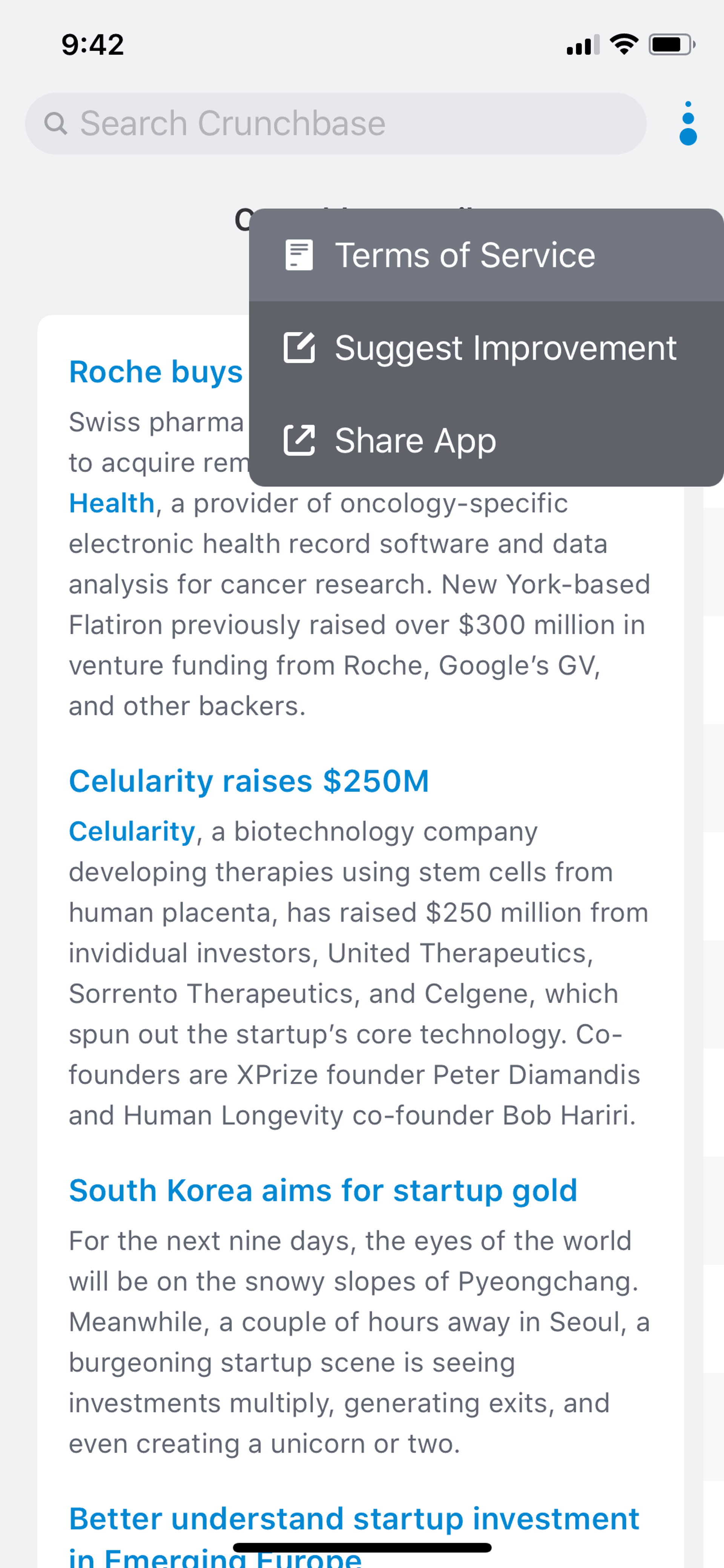 Crunchbase iOS Business interface screenshot 9