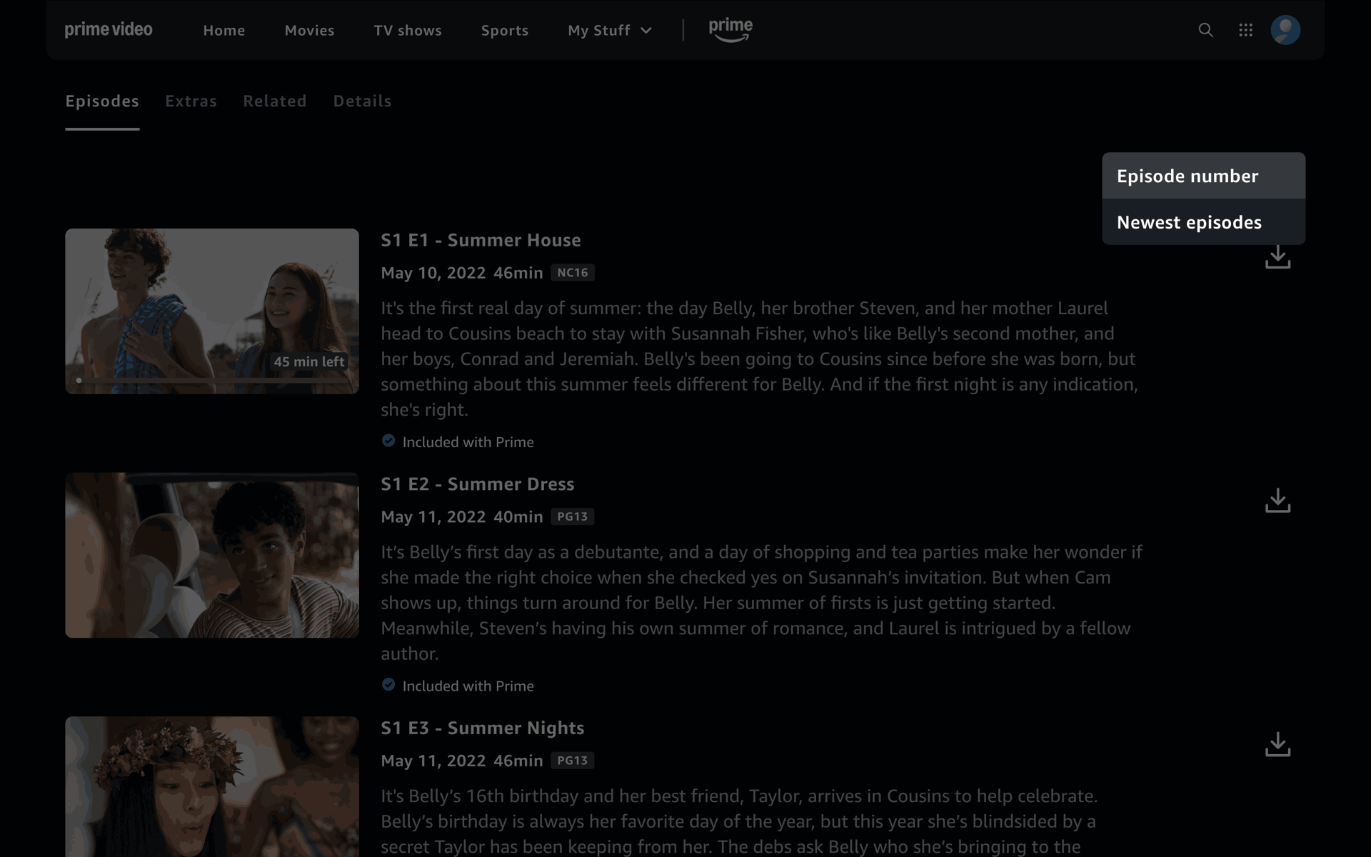 Prime Video Web Entertainment interface screenshot 11