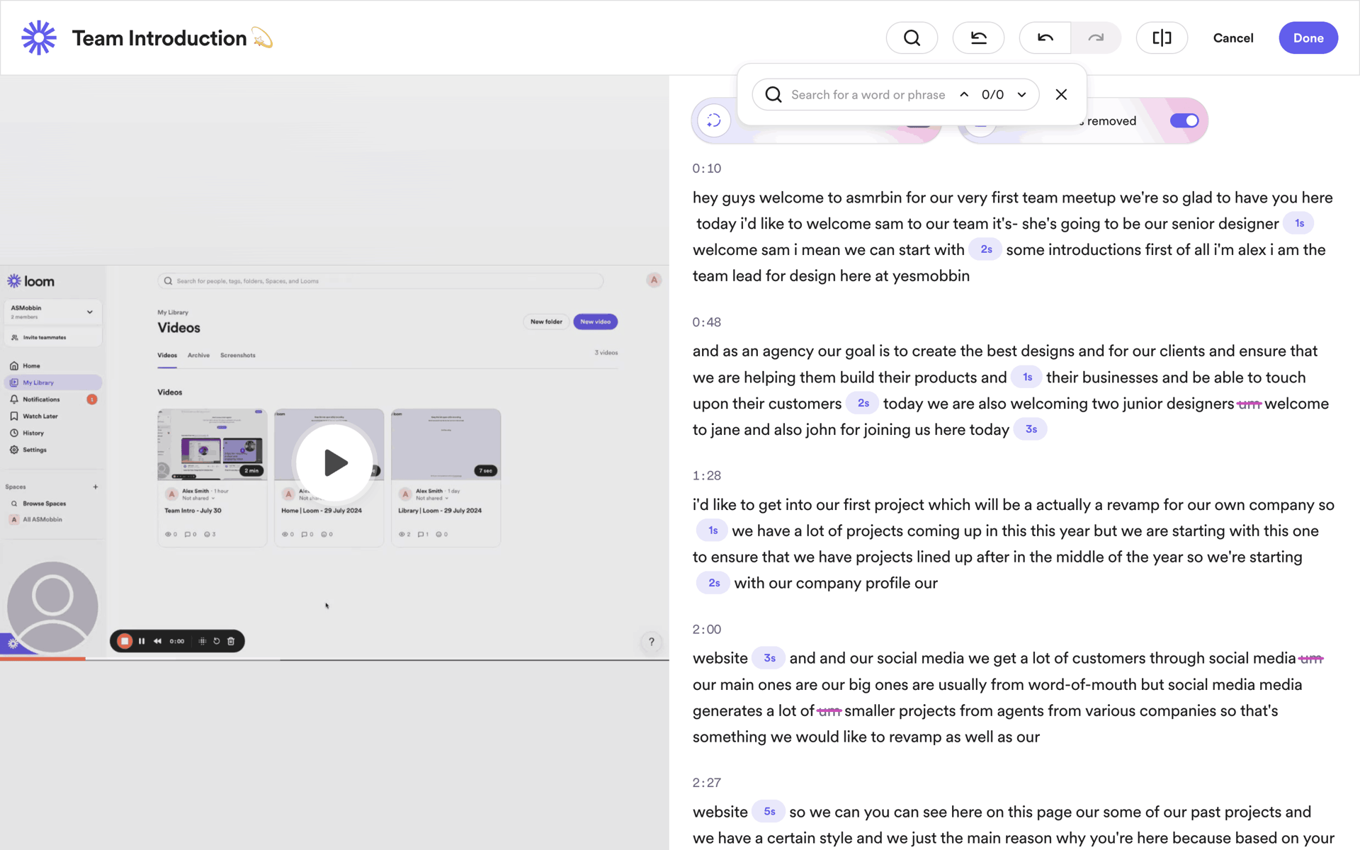Loom Web Photo & Video interface screenshot 14