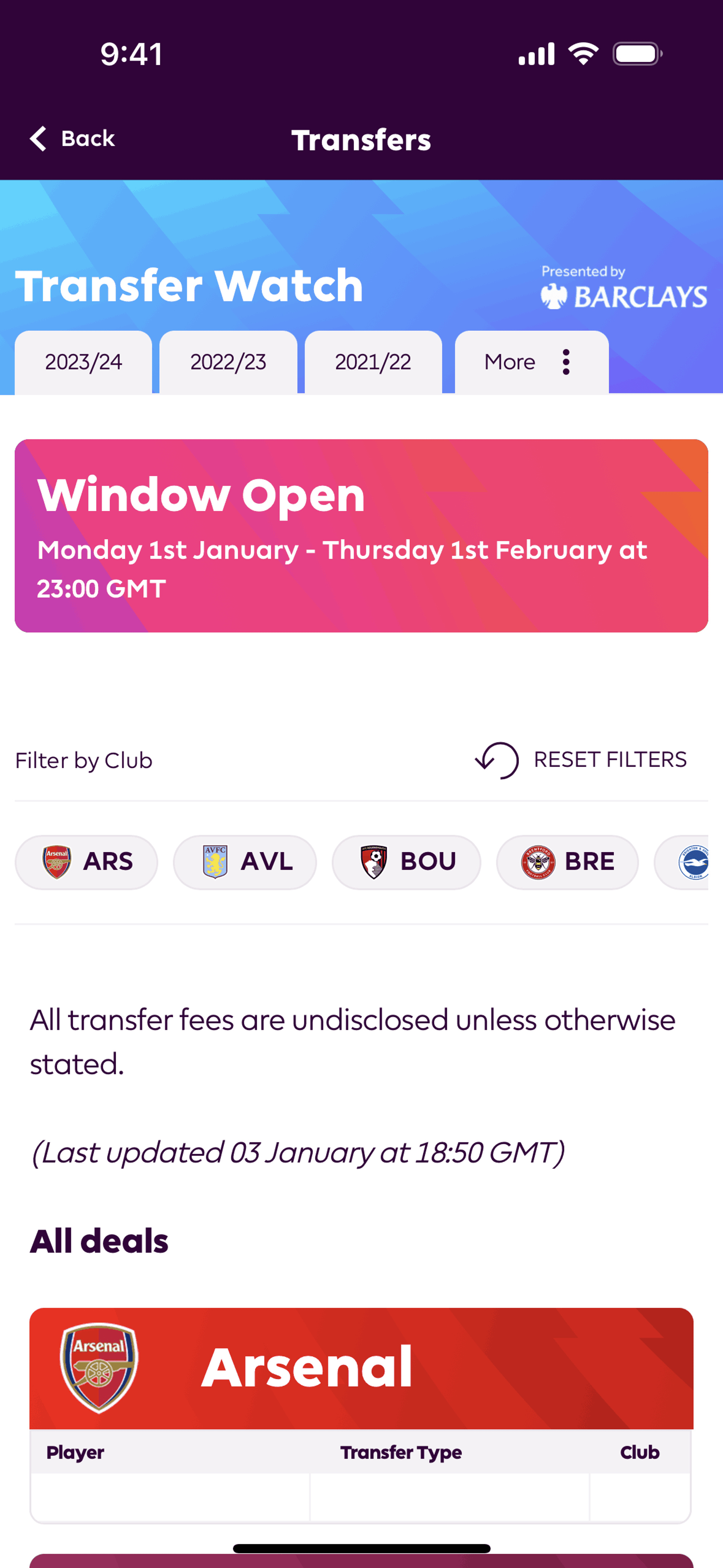 Premier League iOS Sports interface screenshot 6