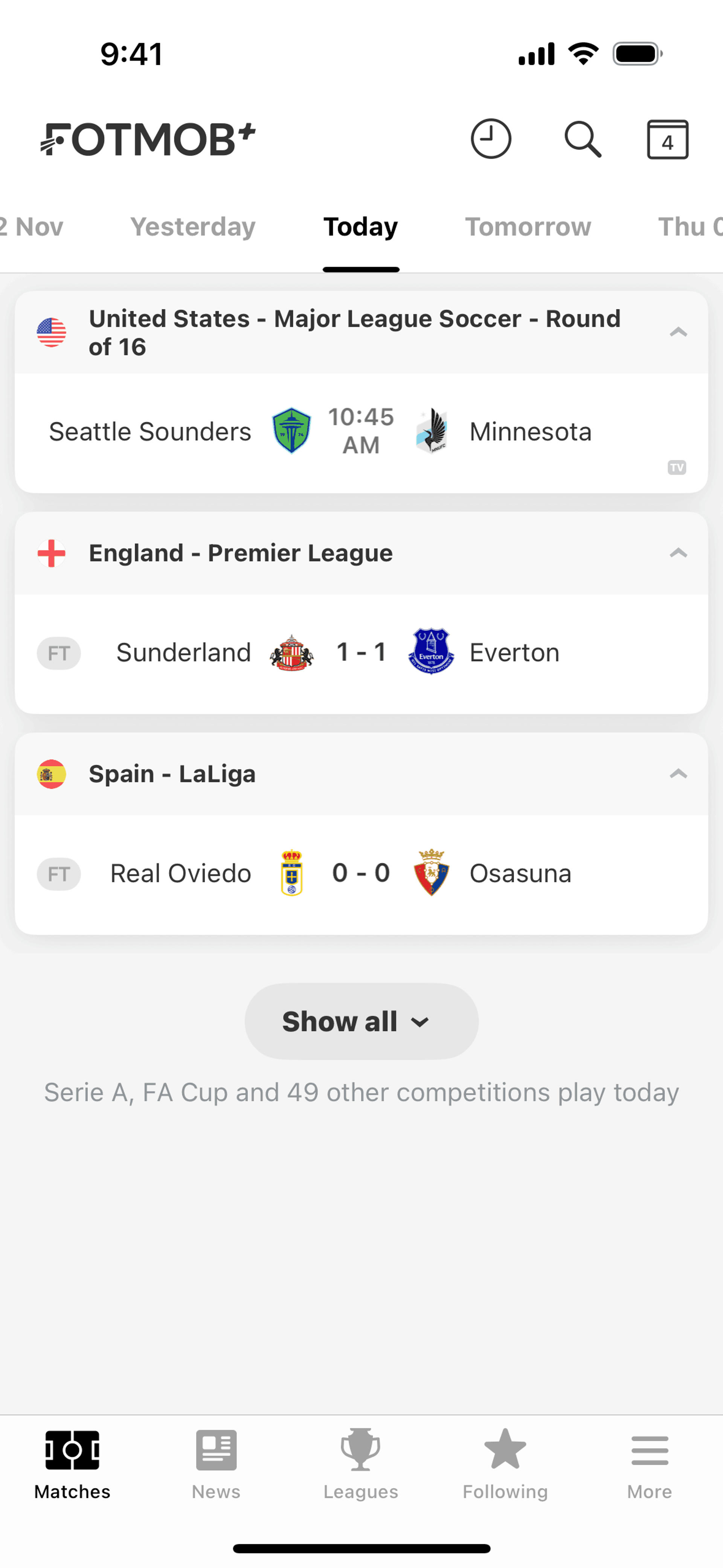 FotMob iOS Sports interface screenshot 7