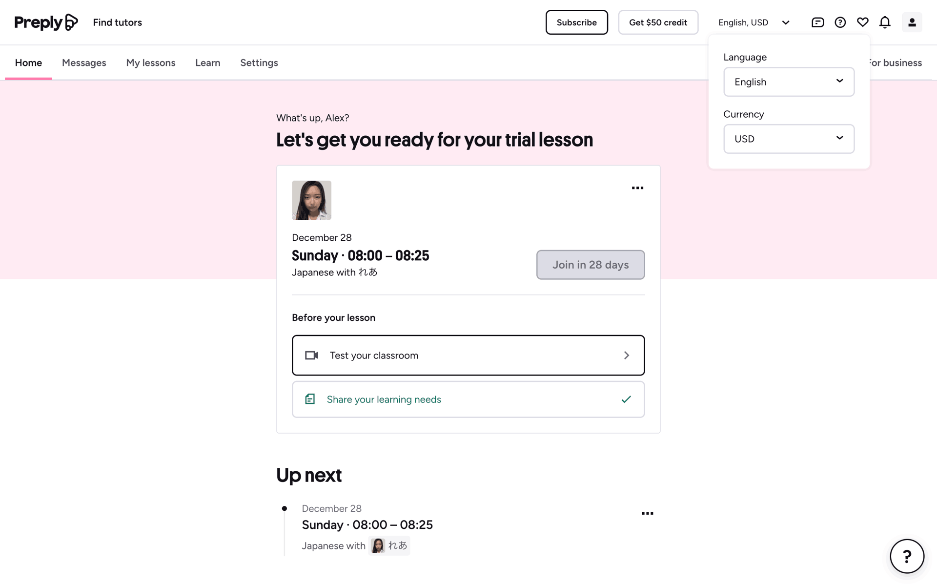 Preply Web Education interface screenshot 6