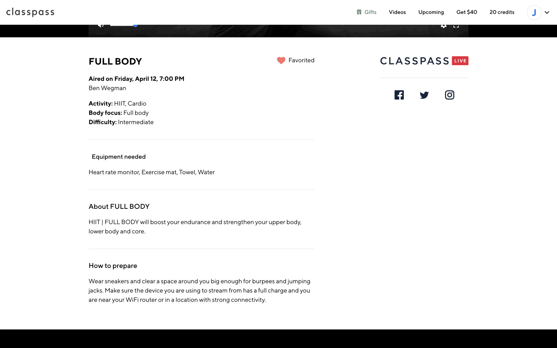 ClassPass Web Health & Fitness interface screenshot 7