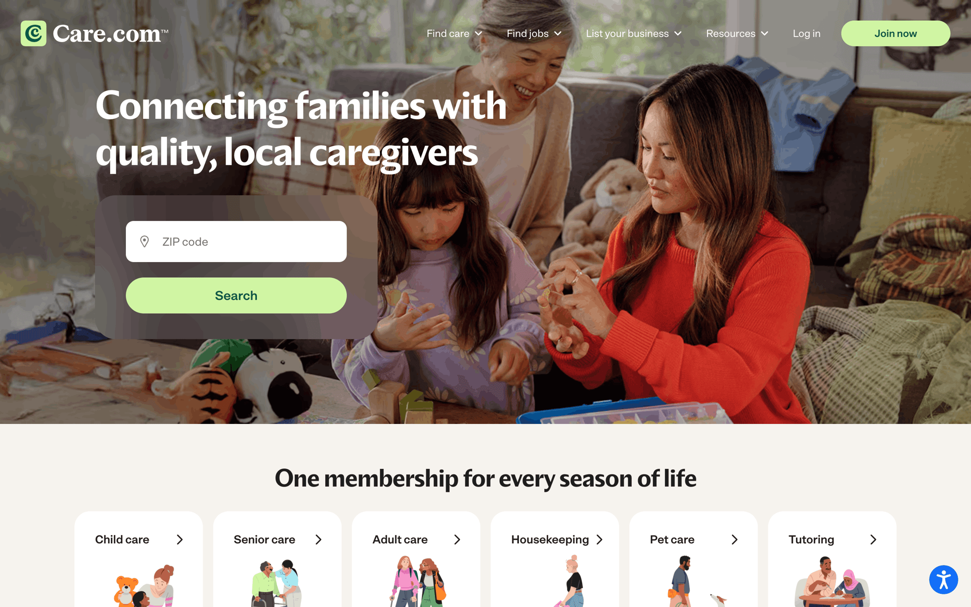 Care.com Web Lifestyle interface screenshot 1