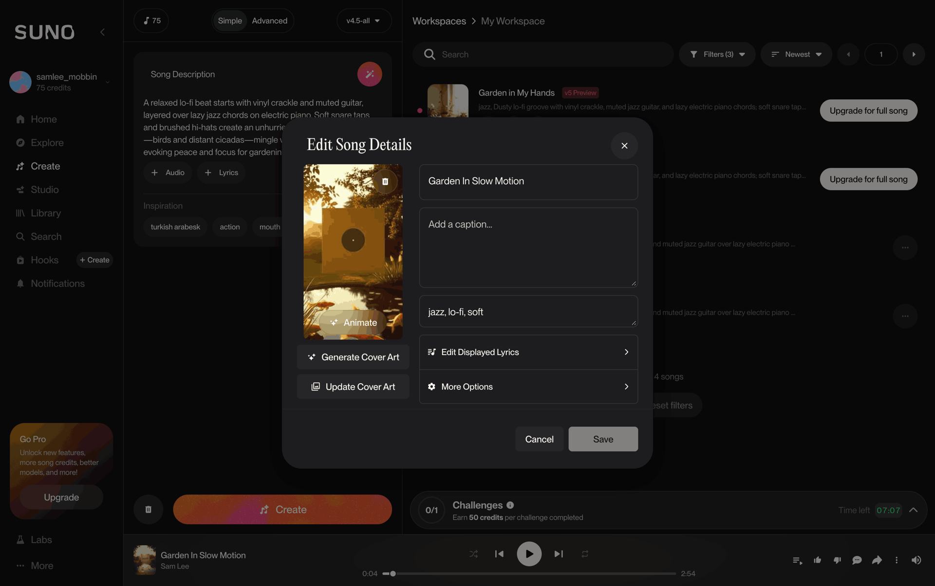 Suno Web AI interface screenshot 5