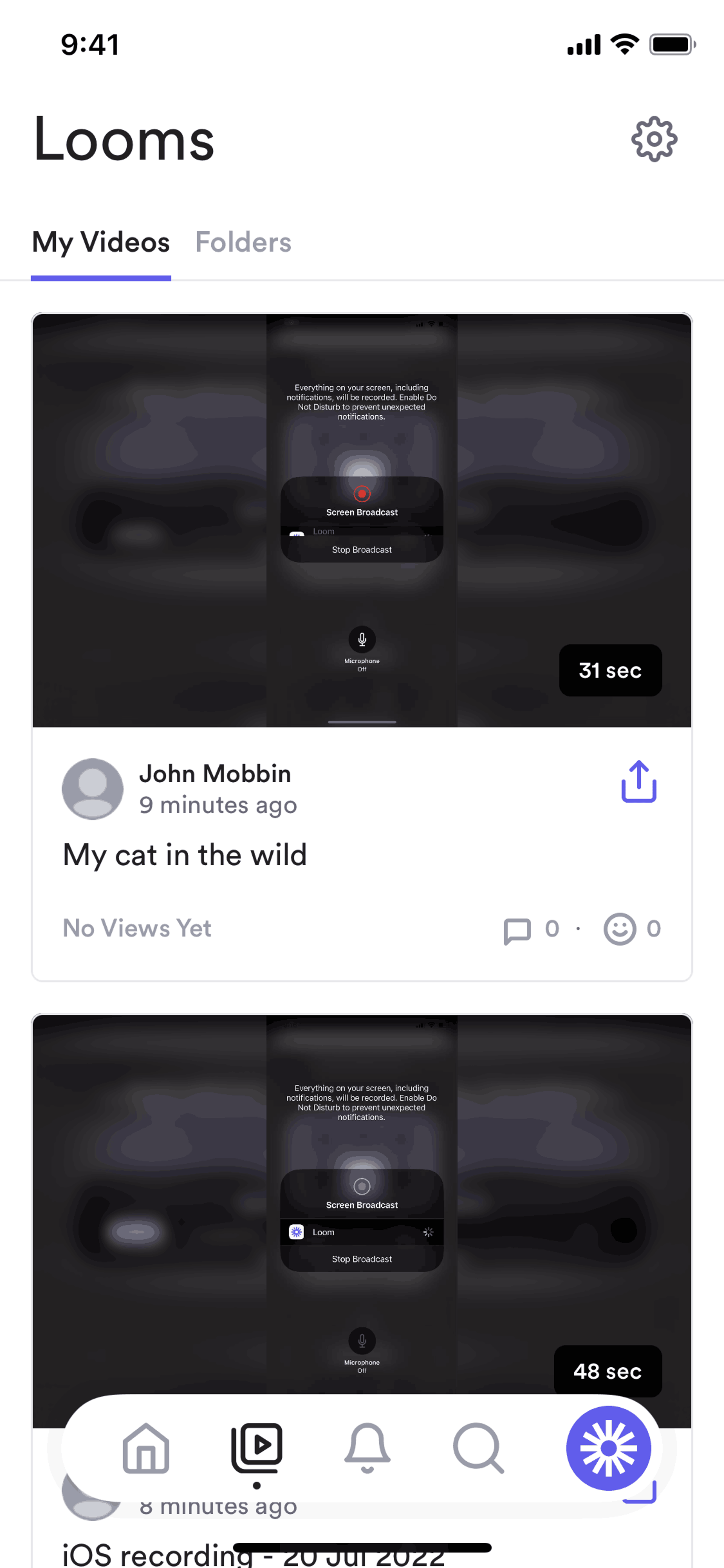Loom iOS Photo & Video interface screenshot 2