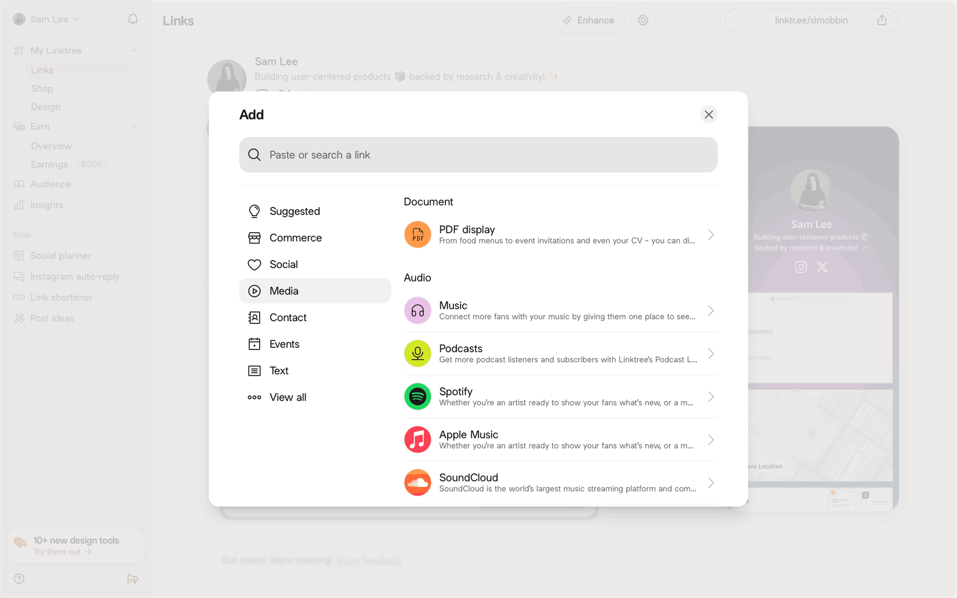 Linktree Web Social Networking interface screenshot 21