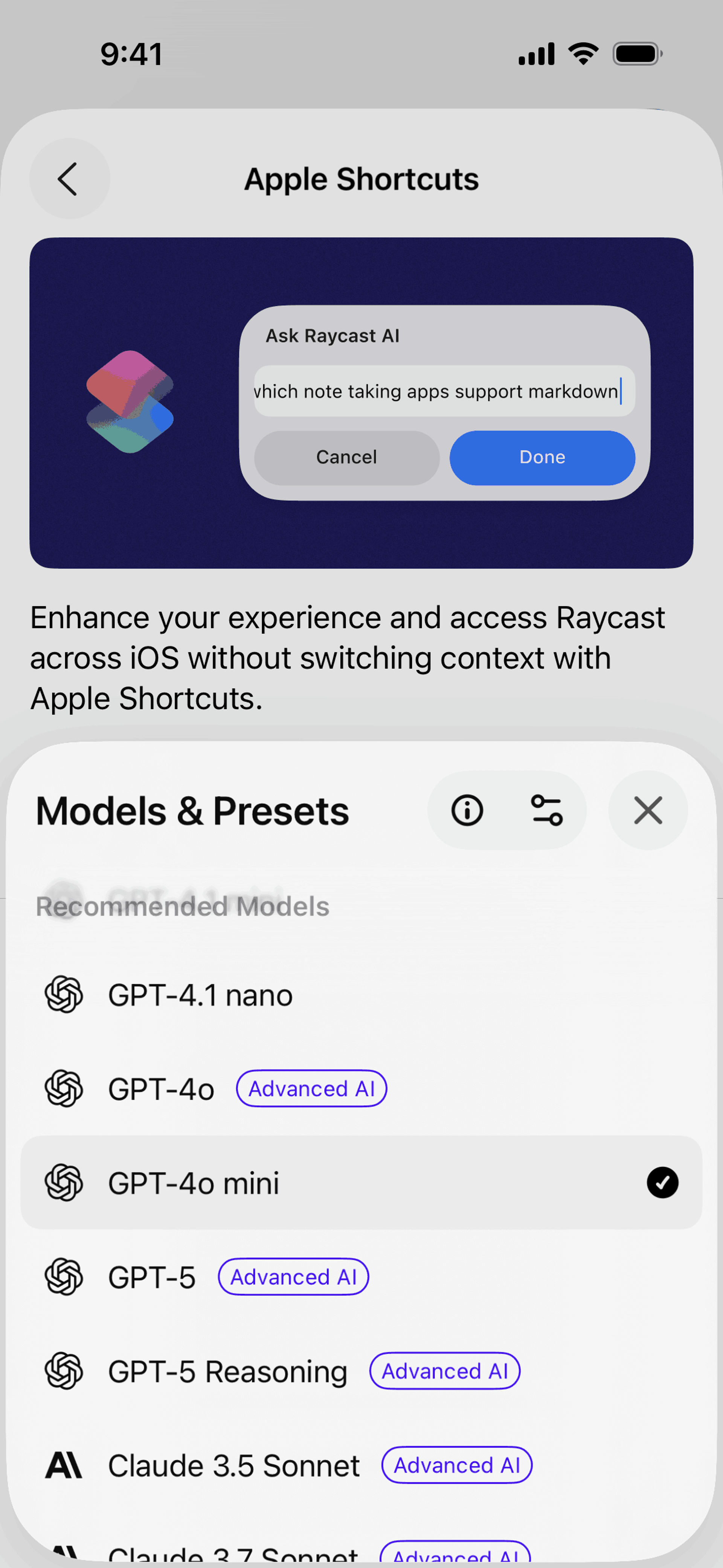 Raycast iOS Productivity interface screenshot 14