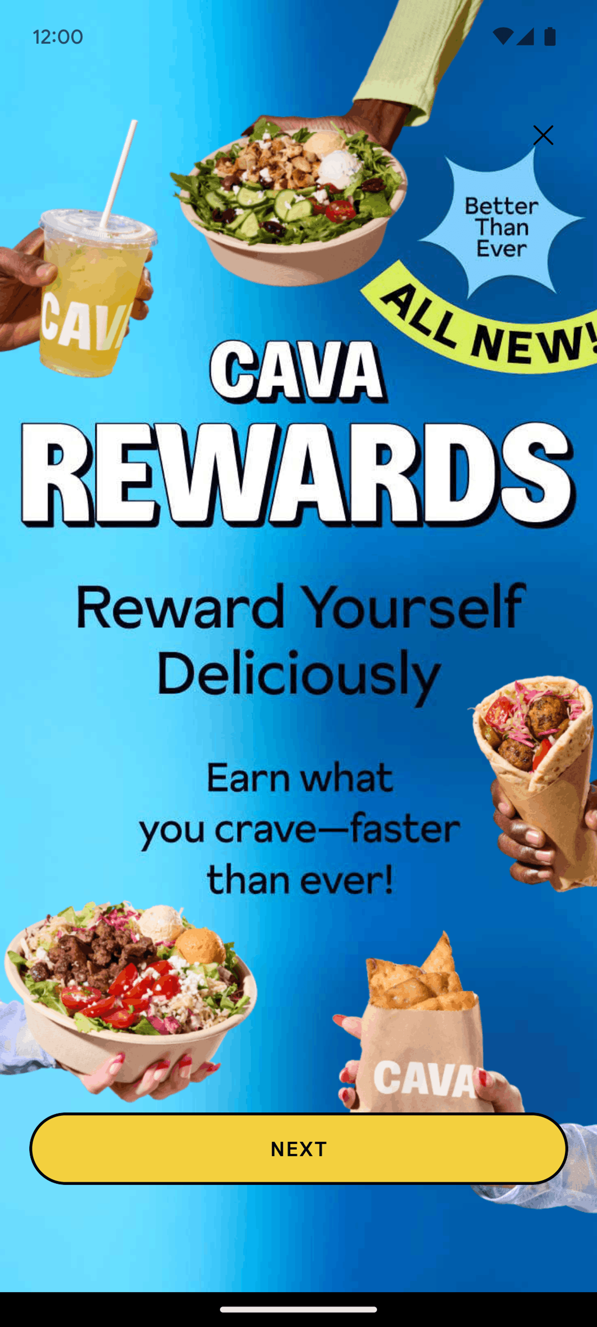 CAVA Android Food & Drink interface screenshot 2