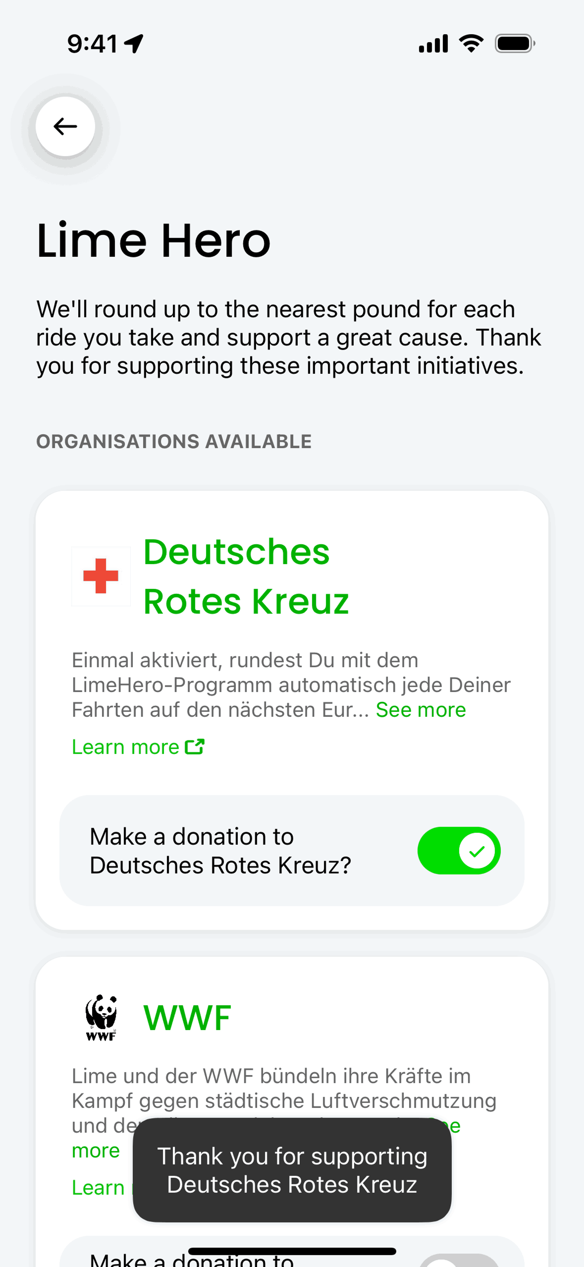 Lime iOS Travel & Transportation interface screenshot 11
