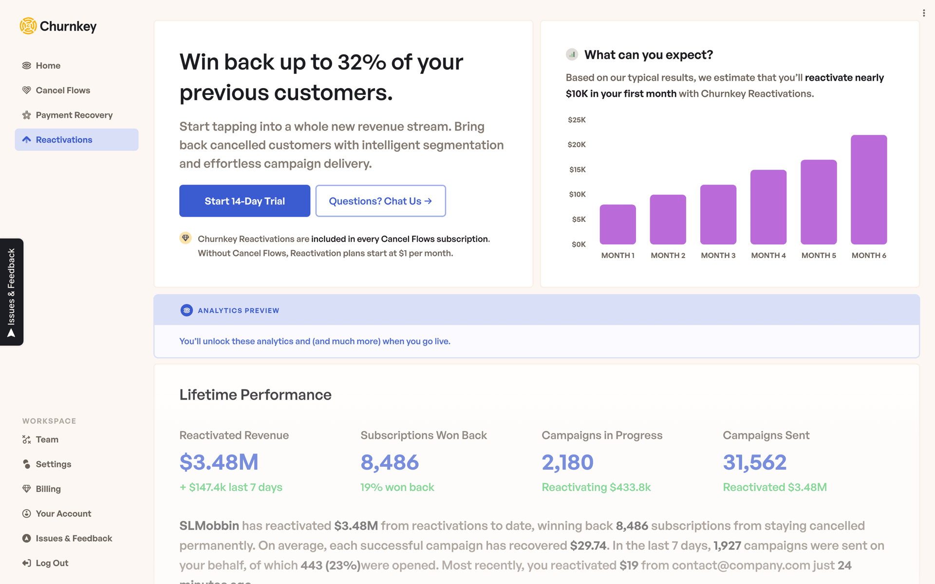 Churnkey Web Business interface screenshot 16