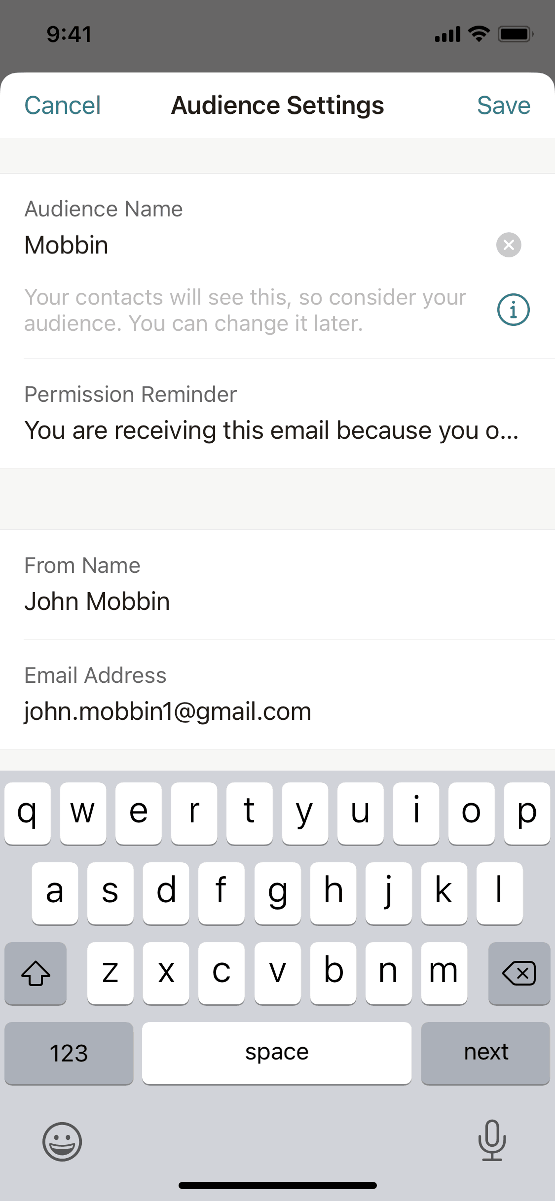 Mailchimp iOS Business interface screenshot 14