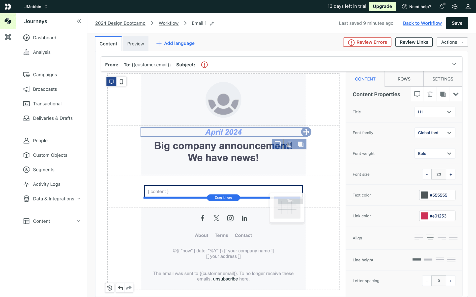 Customer.io Web Business interface screenshot 9
