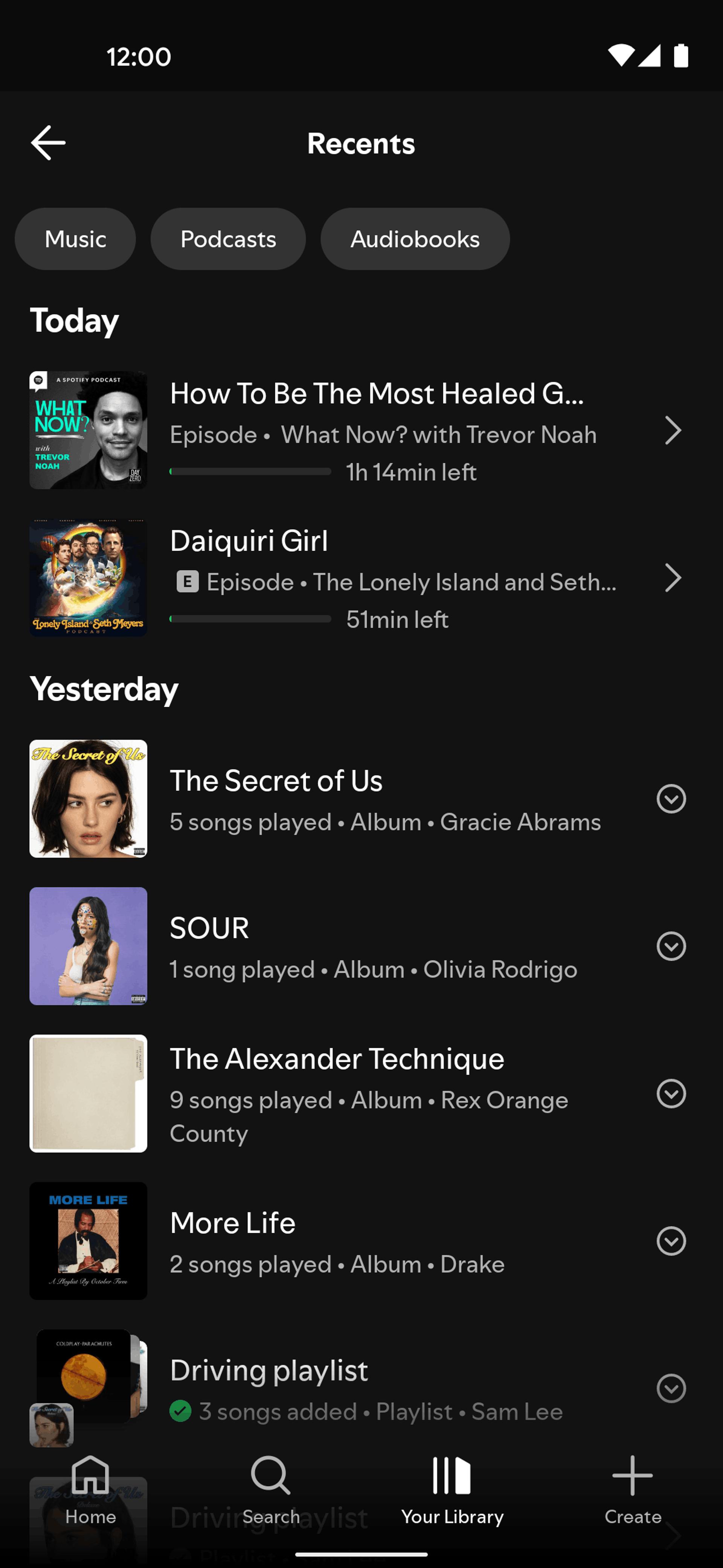 Spotify Android UI design screenshot