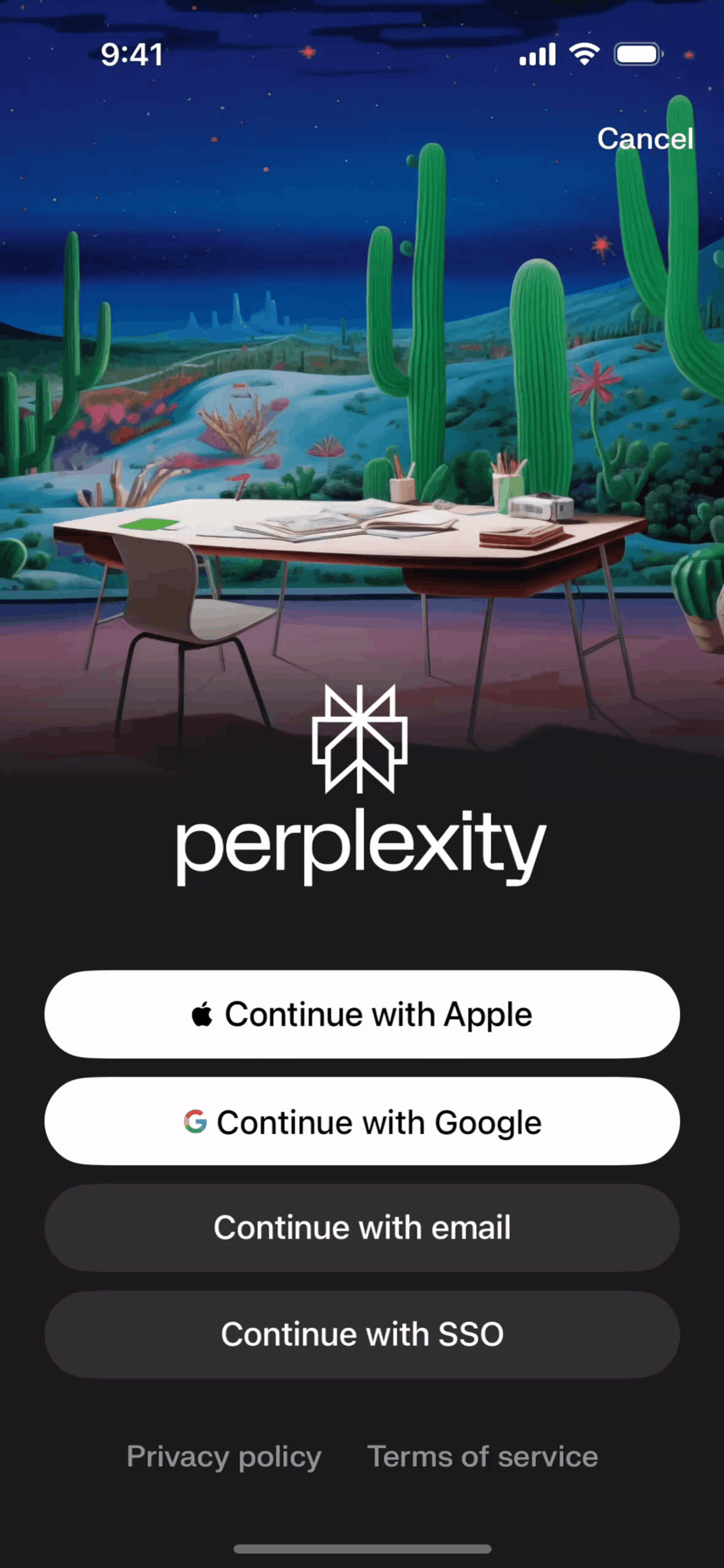 Perplexity iOS AI interface screenshot 1