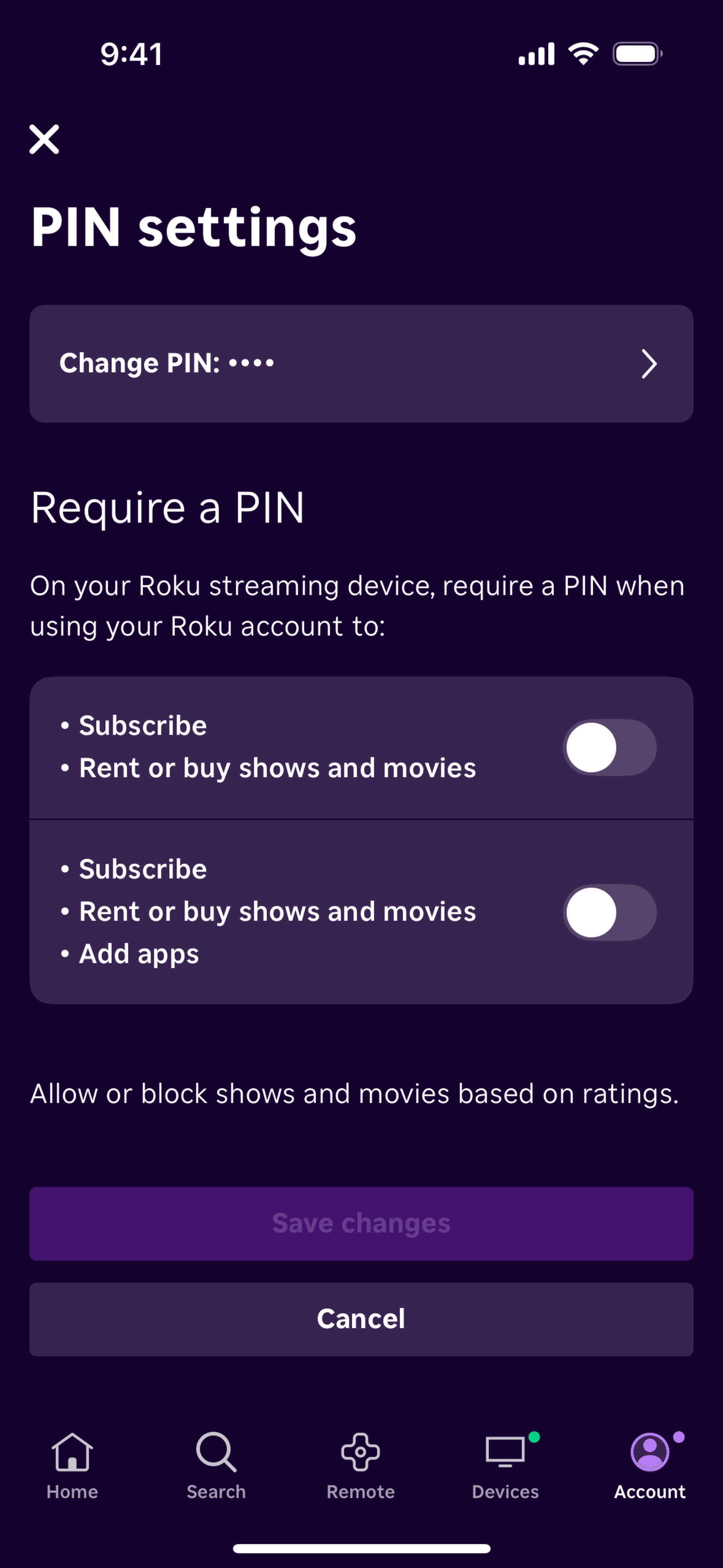 Roku iOS Entertainment interface screenshot 17