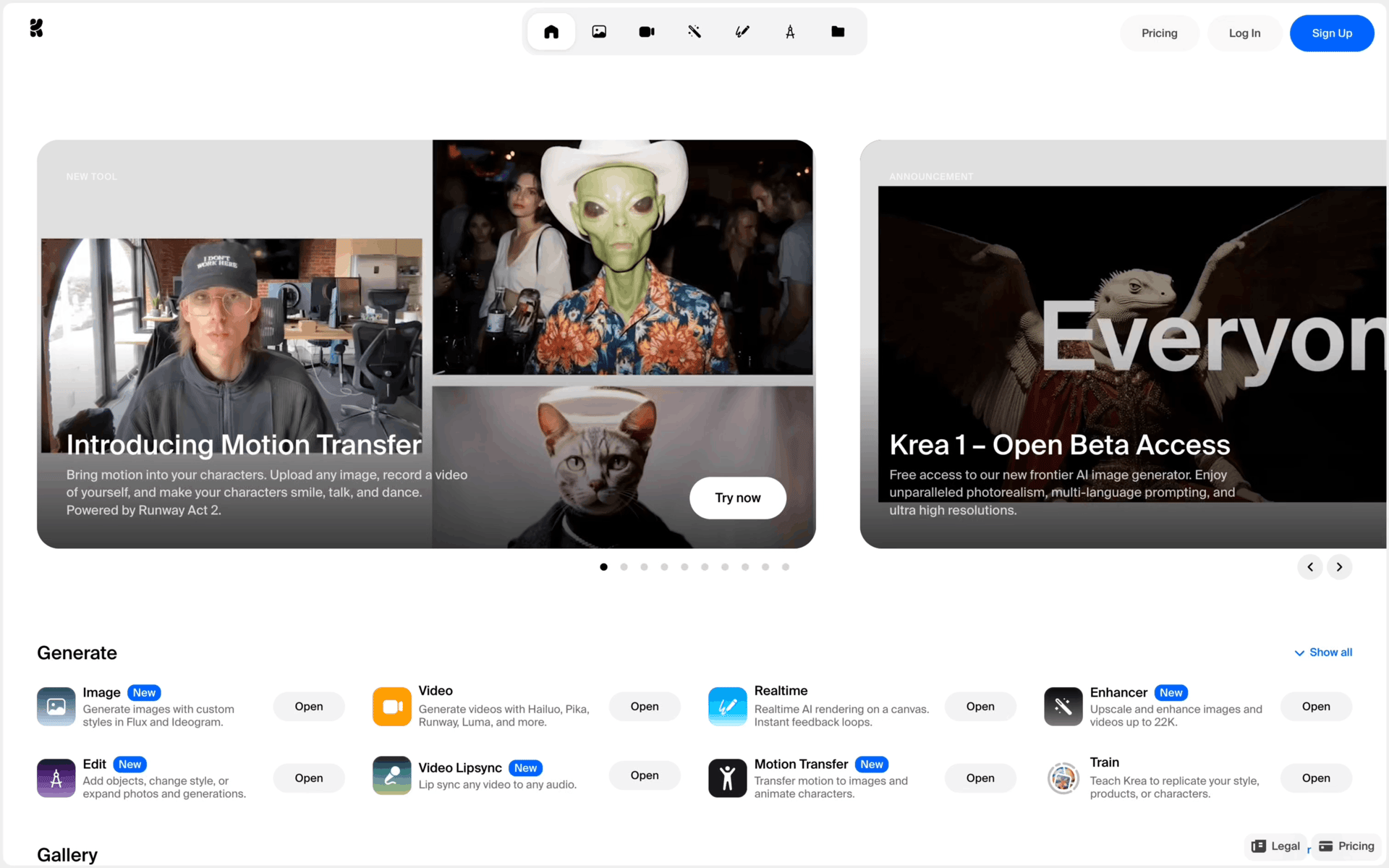 Krea AI Web Photo & Video interface screenshot 1