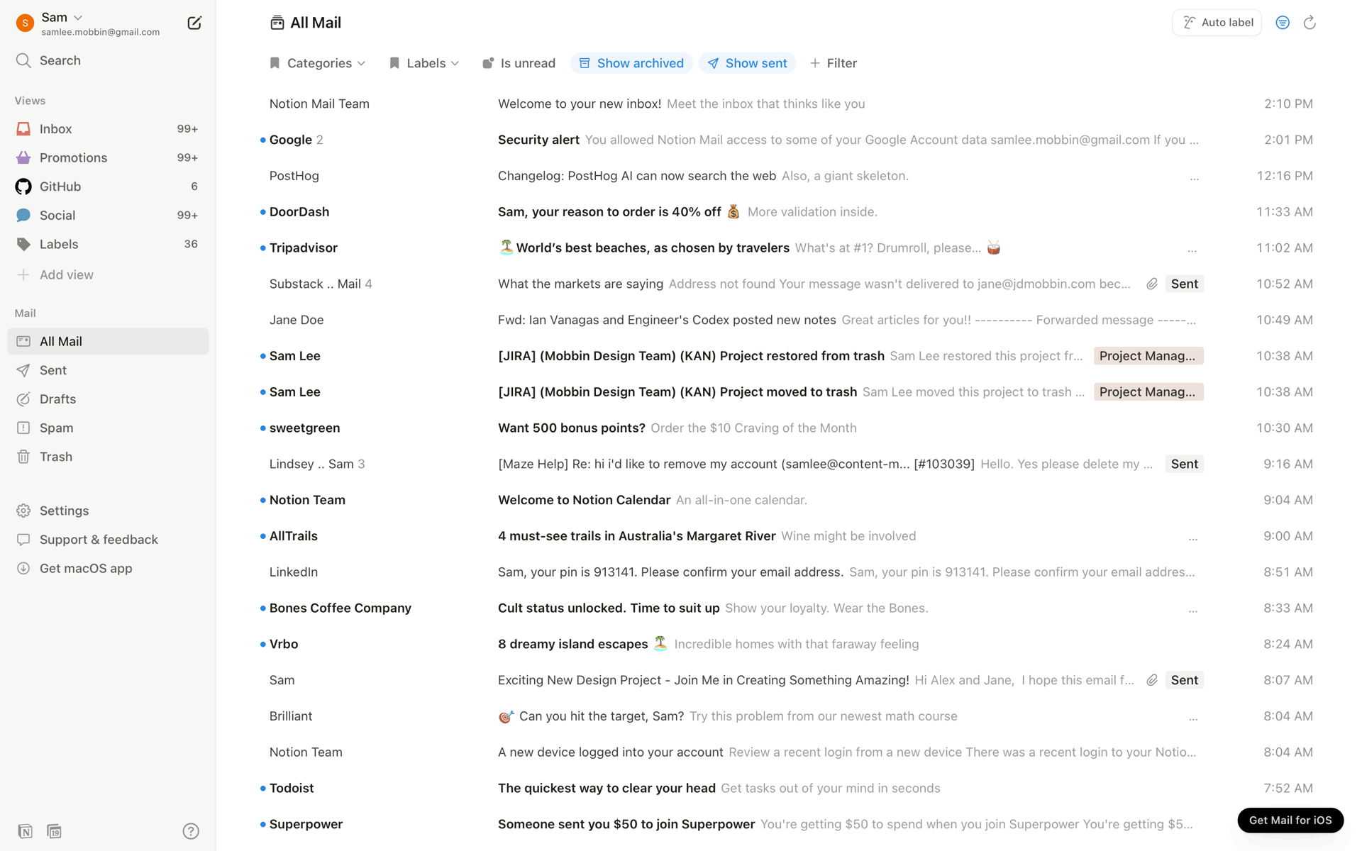 Notion Mail Web Productivity interface screenshot 11
